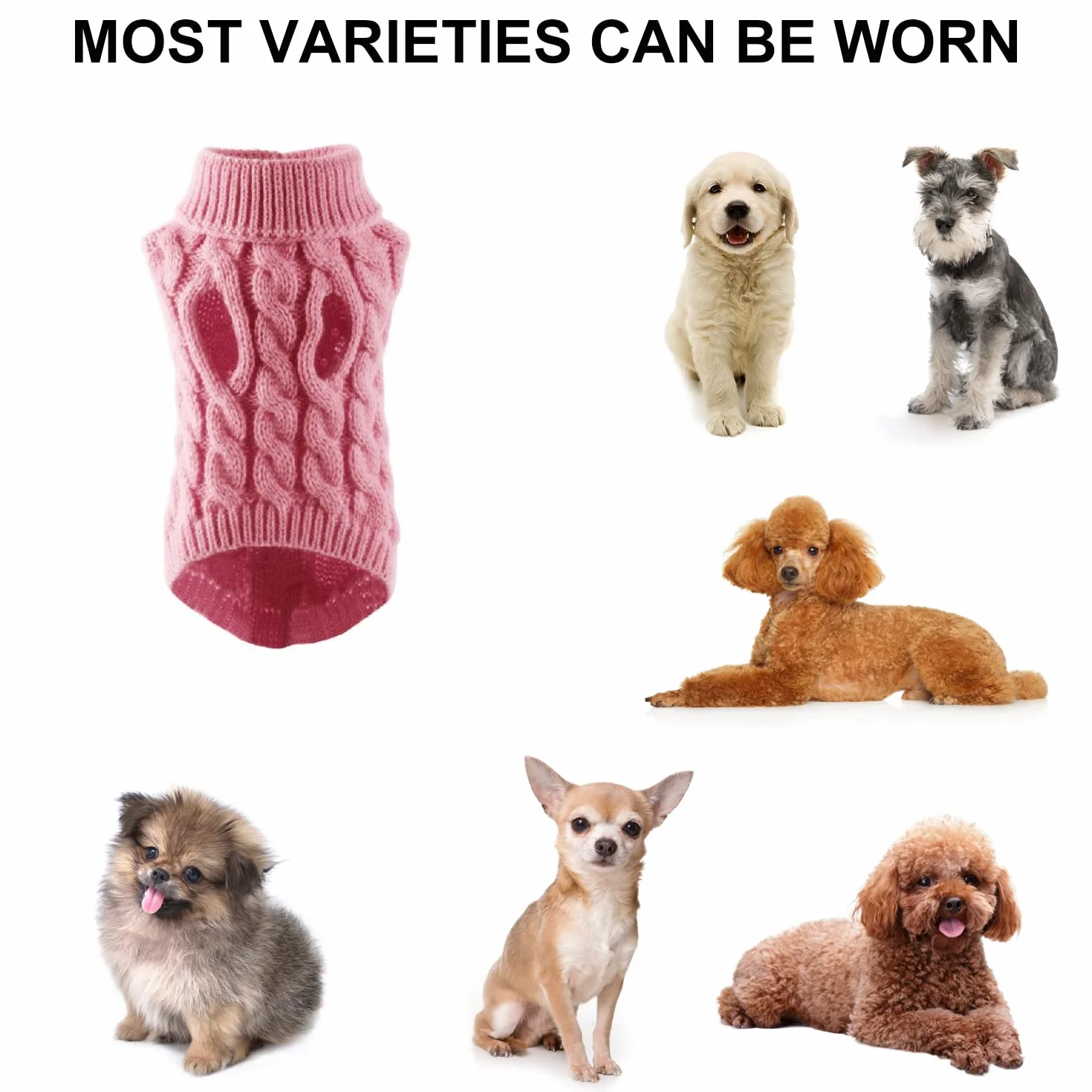 1 sztuka sweter z golfem dla psa, dzianinowa kurtka, ubrania dla zwierząt, ciepły sweter dla psa, zimowy ciepły sweter dla psa, akcesoria dla zwierząt (L, różowy)