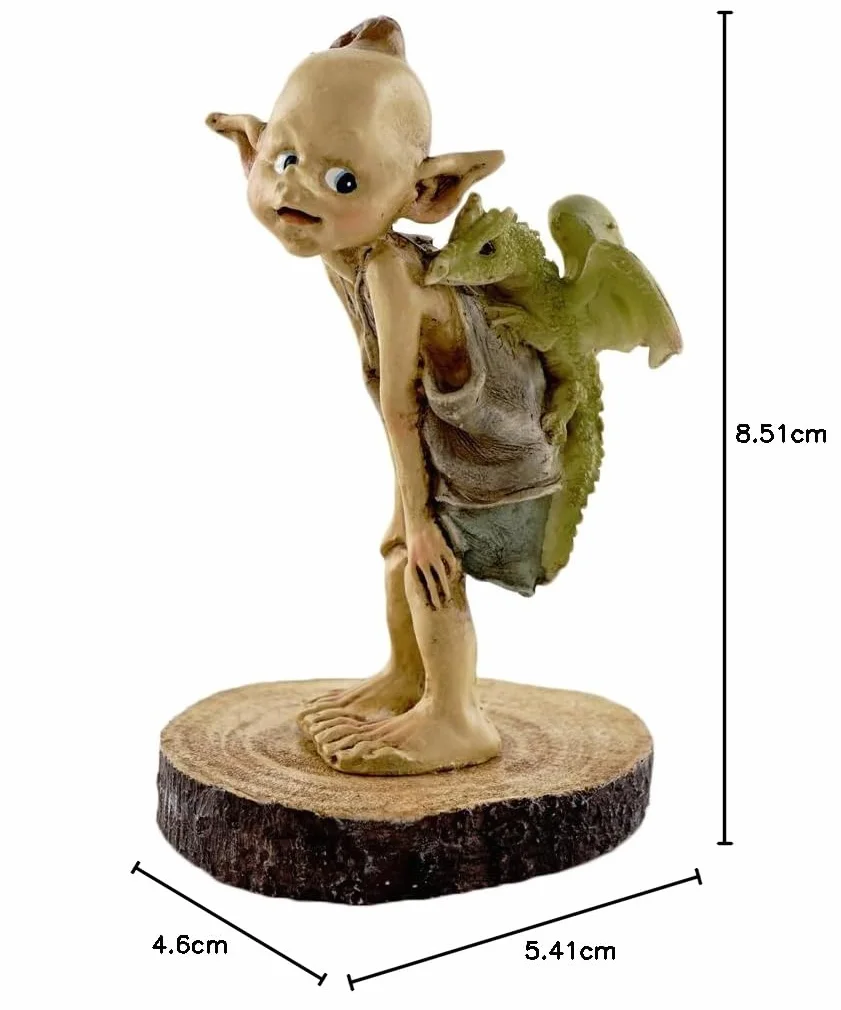 Top Collection Miniaturowa bajkowa statuetka ogrodowa i terrarium, ogrodowy elf Pixie z małym smokiem