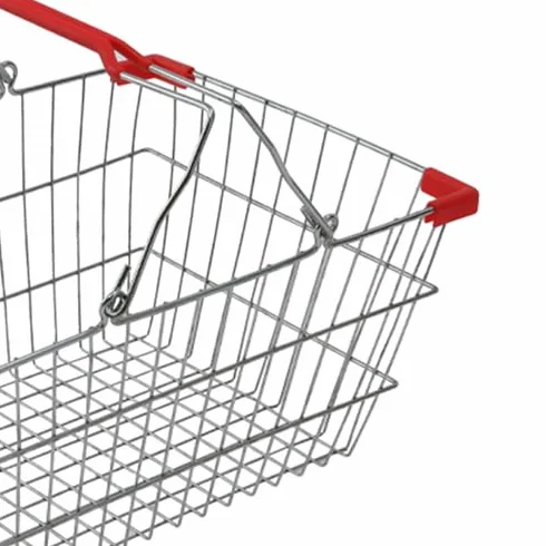Odporny na rdzę metalowy kosz na zakupy z uchwytem wiejskim - przechowywanie drutu do artykułów spożywczych i domowych nizacji - stylowe i funkcjonalne akcesorium