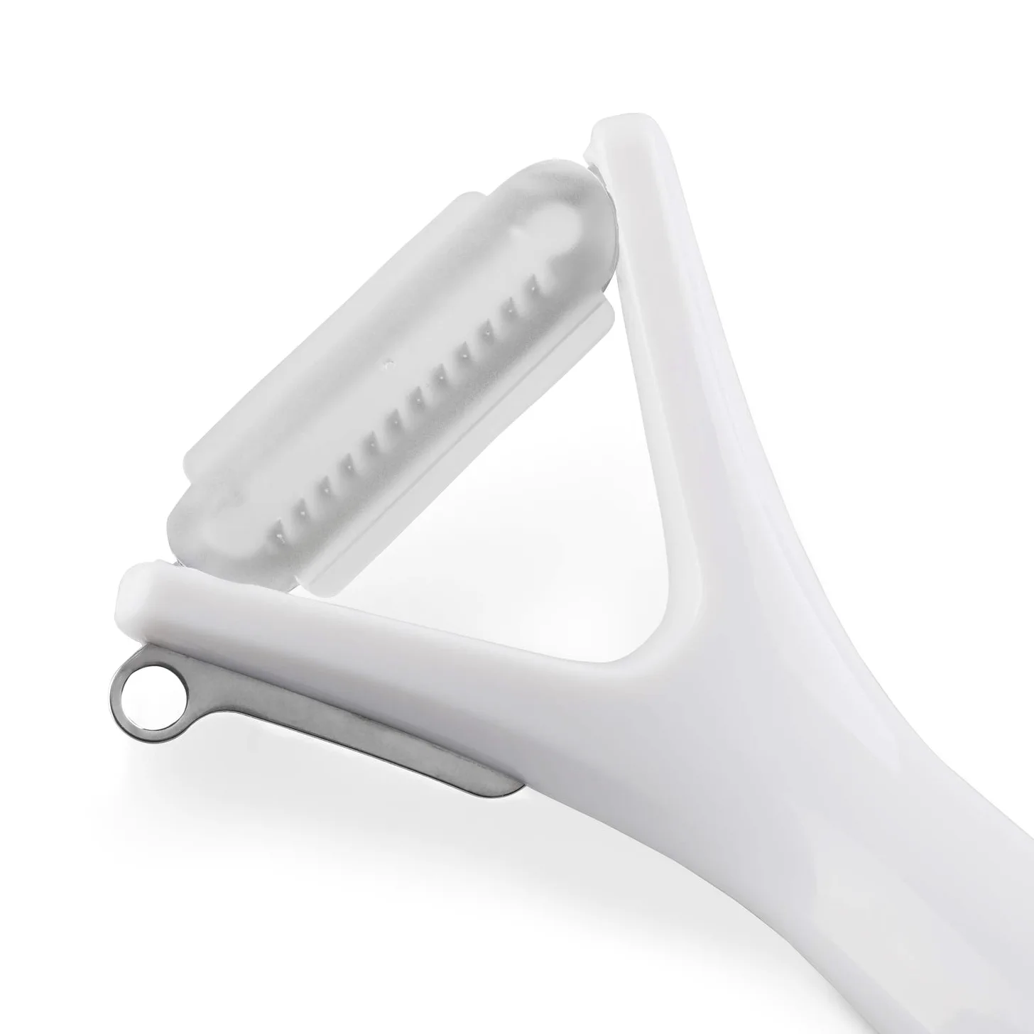 Zyliss E950019 Obieraczka Julienne, 25 cm, tworzywo sztuczne/stal nierdzewna, biały/pomarańczowy, tworzenie pasków owoców i warzyw, ergonomiczny uchwyt, nadaje się do mycia w zmywarce