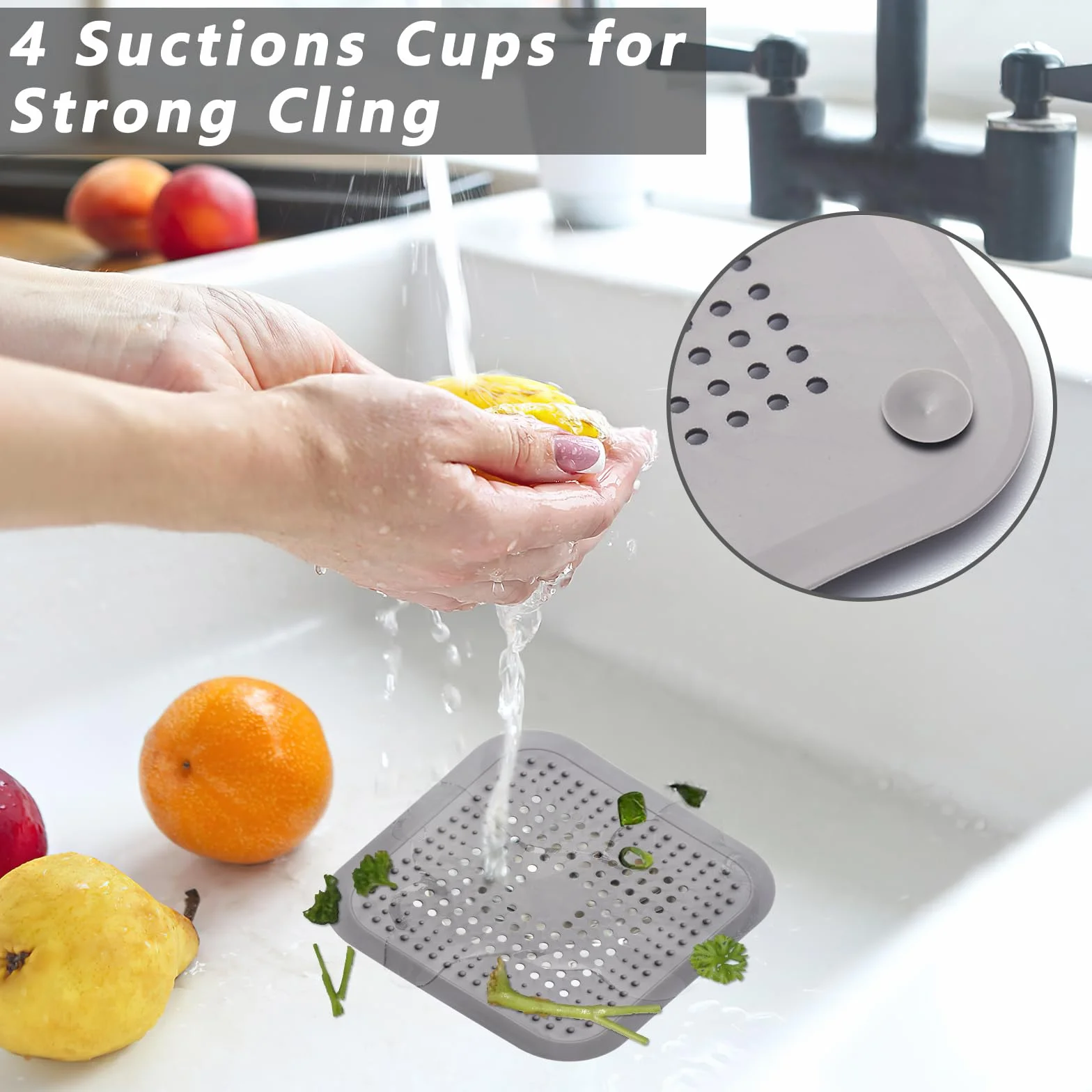 Alyvisun 2Pcs Silikon Łapacz Włosów Odpływu Prysznicowego z Przyssawką, Filtr do Włosów Ochraniacz Odpływowy, Sitko Odpływowe Uniwersalny do Łazienki, Wanny, Kuchni (Biały + Szary)