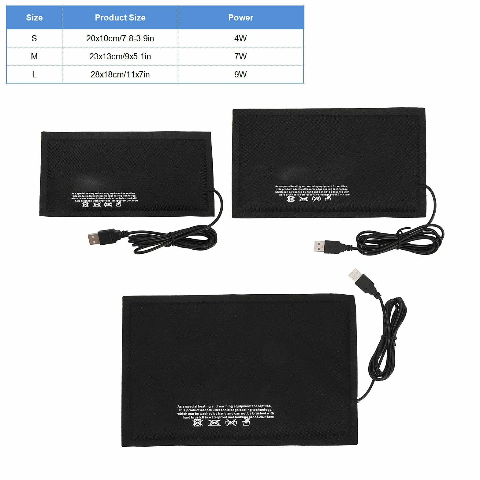 5V 2A USB Gad Podkładka grzewcza Terrarium Cieplej Mata grzewcza dla żółwi, jaszczurek, żab, węży, gadów i innych żółwi małych zwierząt(28x18cm)