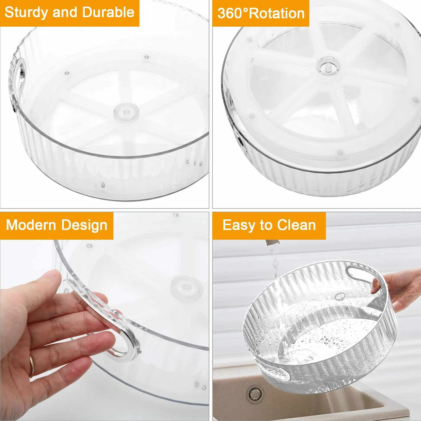 Przezroczysty organizer do szafki Lazy Susan 22 cm, wielofunkcyjny, obrotowy organizer do szafki kuchennej z tworzywa sztucznego, do makijażu przypraw