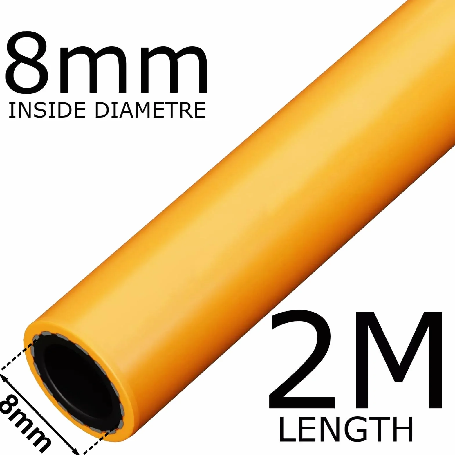 Jiusion British Standard zestaw rur gazowych 2 m, średnica wewnętrzna 8 mm, wąż LPG z PCW + 2 klipsy instalacyjne, trwały i smaczny