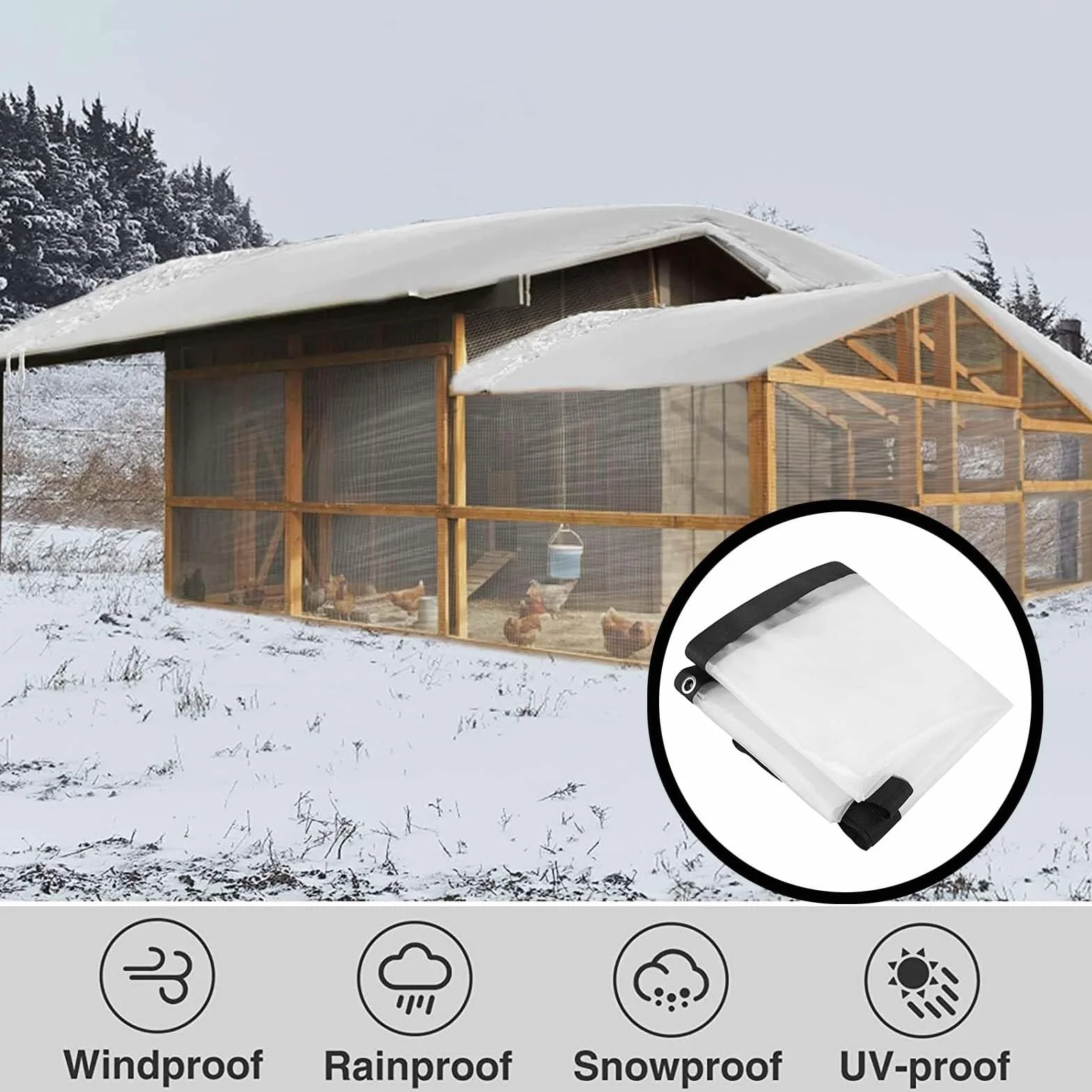 Pergola Przezroczyste Panele Boczne Z Plandeki Zasłona Zewnętrzna Wodoodporna Przezroczysta Plandeka, z Przelotkami, z Możliwością POCHY (Color : Clear, Size : 2x2m)
