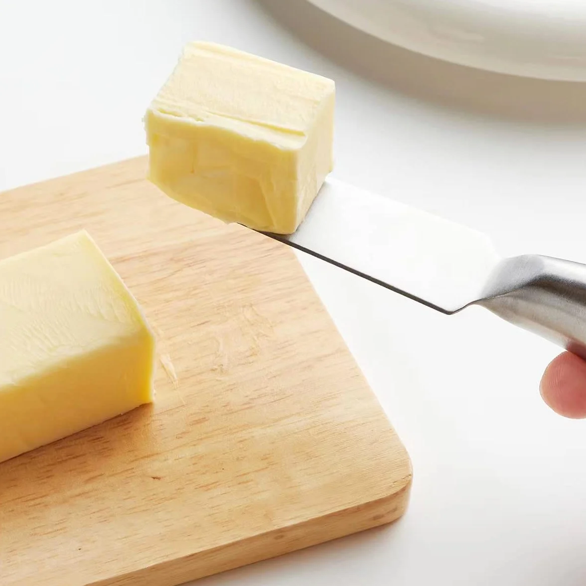 2 szt. Nóż do masła, zestaw noży do masła kuchennego, zestaw noży do serów z ergonomicznym wydrążonym uchwytem, nóż śniadaniowy do rozsiewacza sera (srebrny)