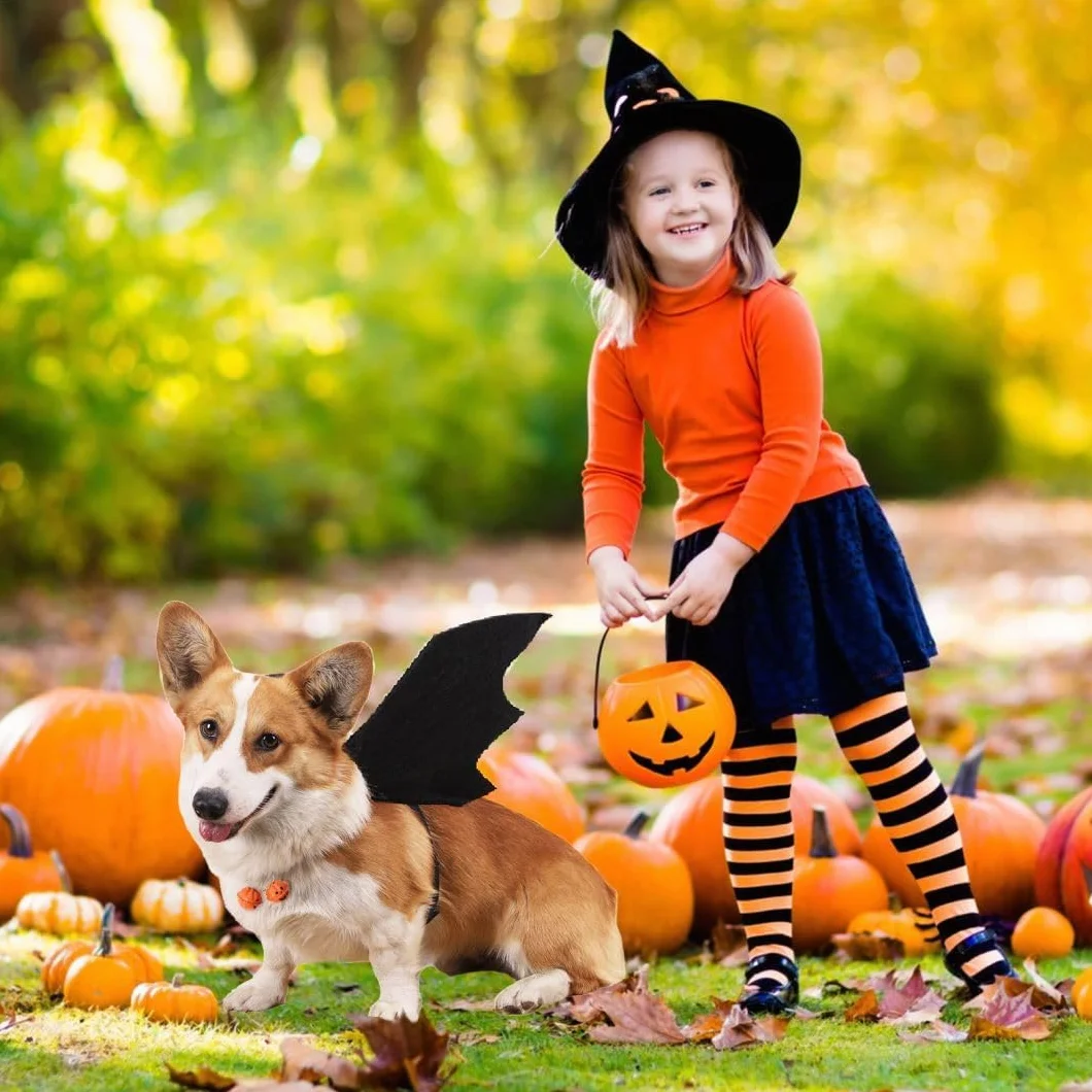Kostium Nietoperza dla Psa z Regulowanymi Skrzydłami i Dzwonkiem Dyniowym na Halloween