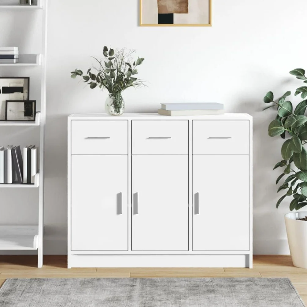 vidaXL Komoda Biała 91x28x75 cm Drewno konstrukcyjne
