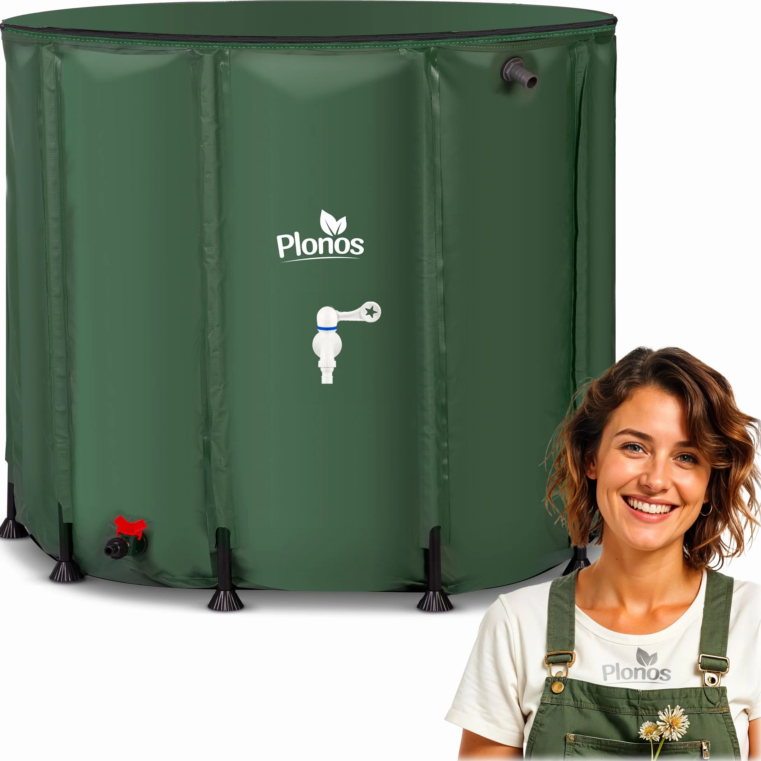 Zbiornik Na Deszczówkę 650 l Beczka Na Wodę Z Zaworem Spustowym 85 x 100 cm Zielony