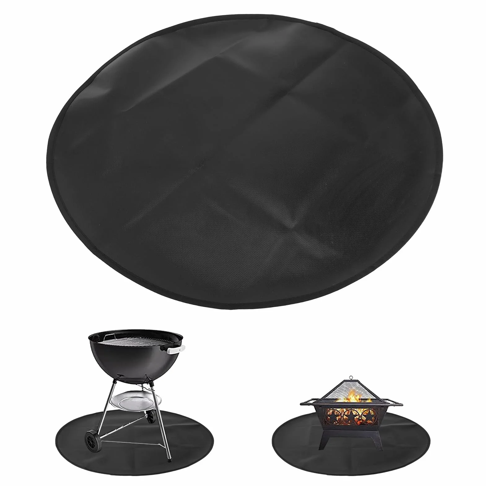 Ognioodporna podkładka pod grill, 24-calowa okrągła mata pod grill, przenośna mata grillowa odporna na ciepło do blatu, dwustronna ognioodporna podkładka pod grill (Dwustronny