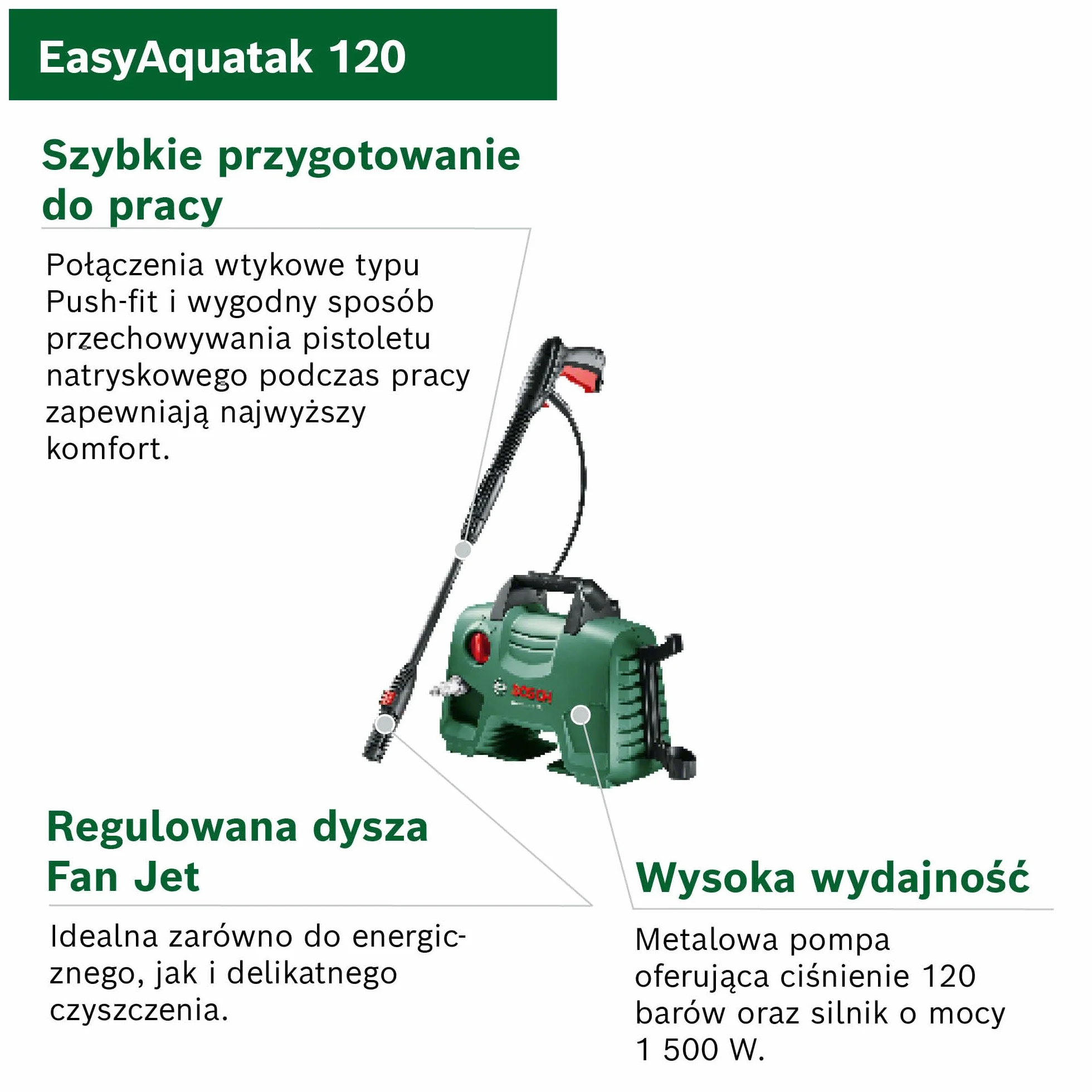 Bosch Home and Garden Easyaquatak 120 Premium Kit Myjka Ciśnieniowa, Zielony/Czarny, ‎40 x 20 x 37,5 cm; 4 kg