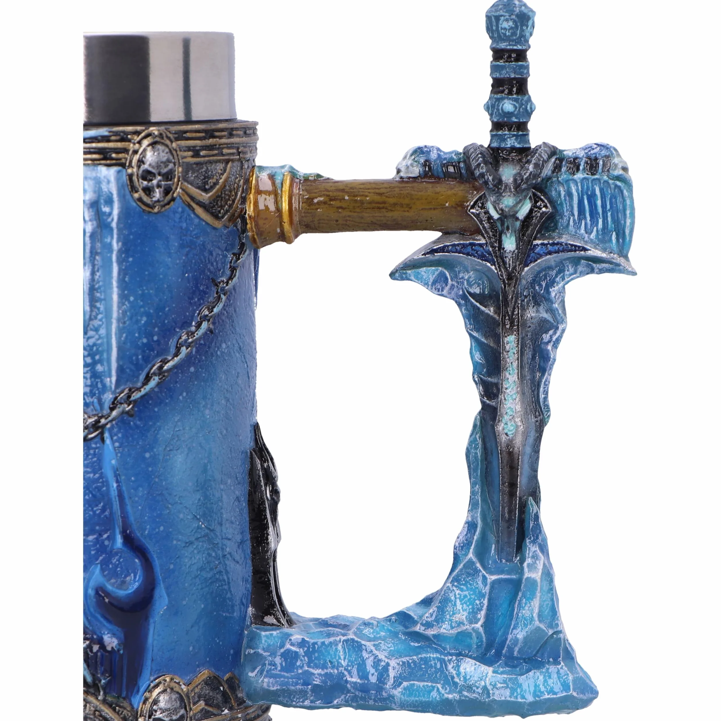 Nemesis Now World of Warcraft kufel The Lich King, żywica, niebieski, oficjalny kubek do piwa World of Warcraft, wyjmowana wkładka ze stali nierdzewnej, odlewana z najlepszej żywicy, fachowo ręcznie