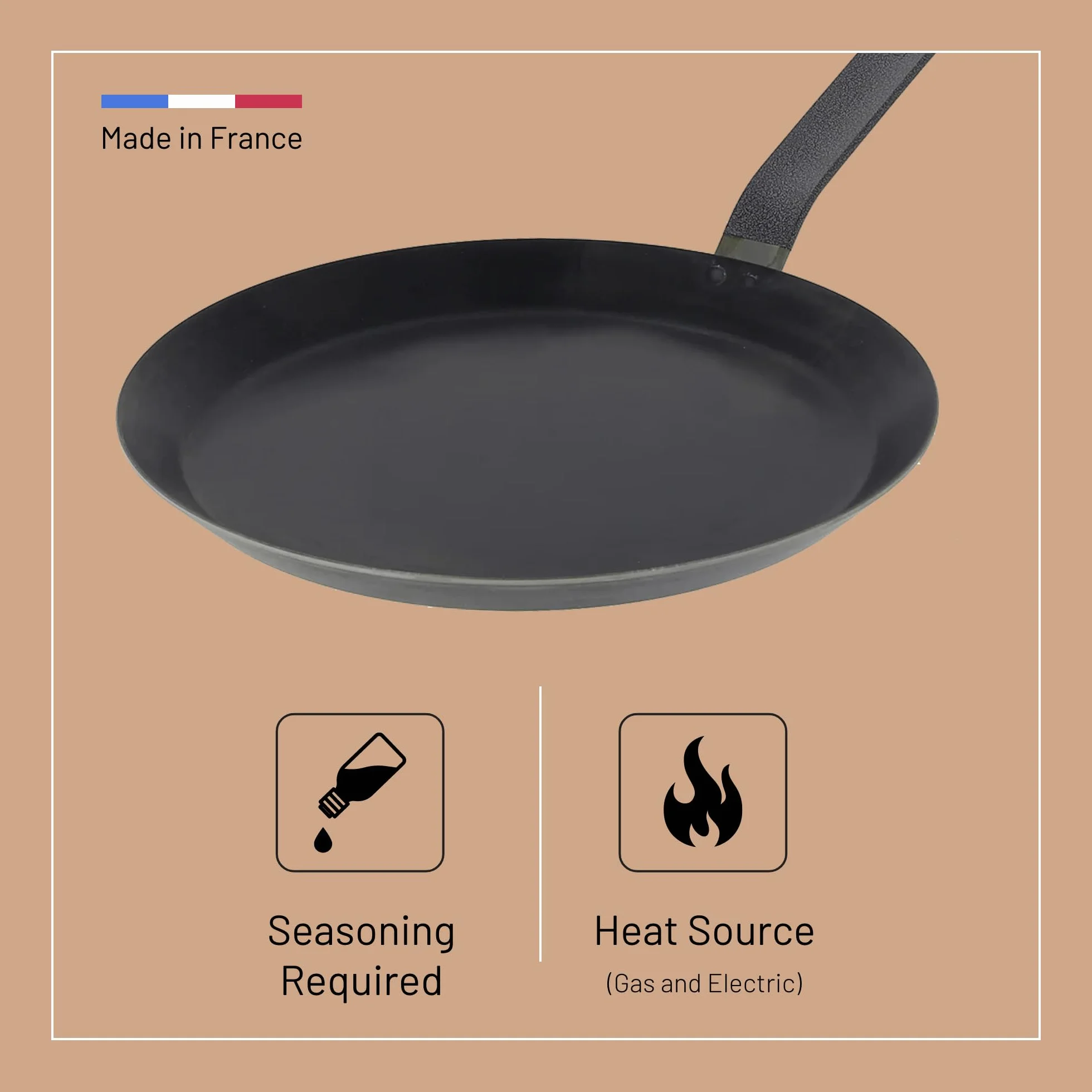 De Buyer 5303.24 Blue Steel Force Blue Pancake Pan, grubość 2 mm, średnica 24 cm