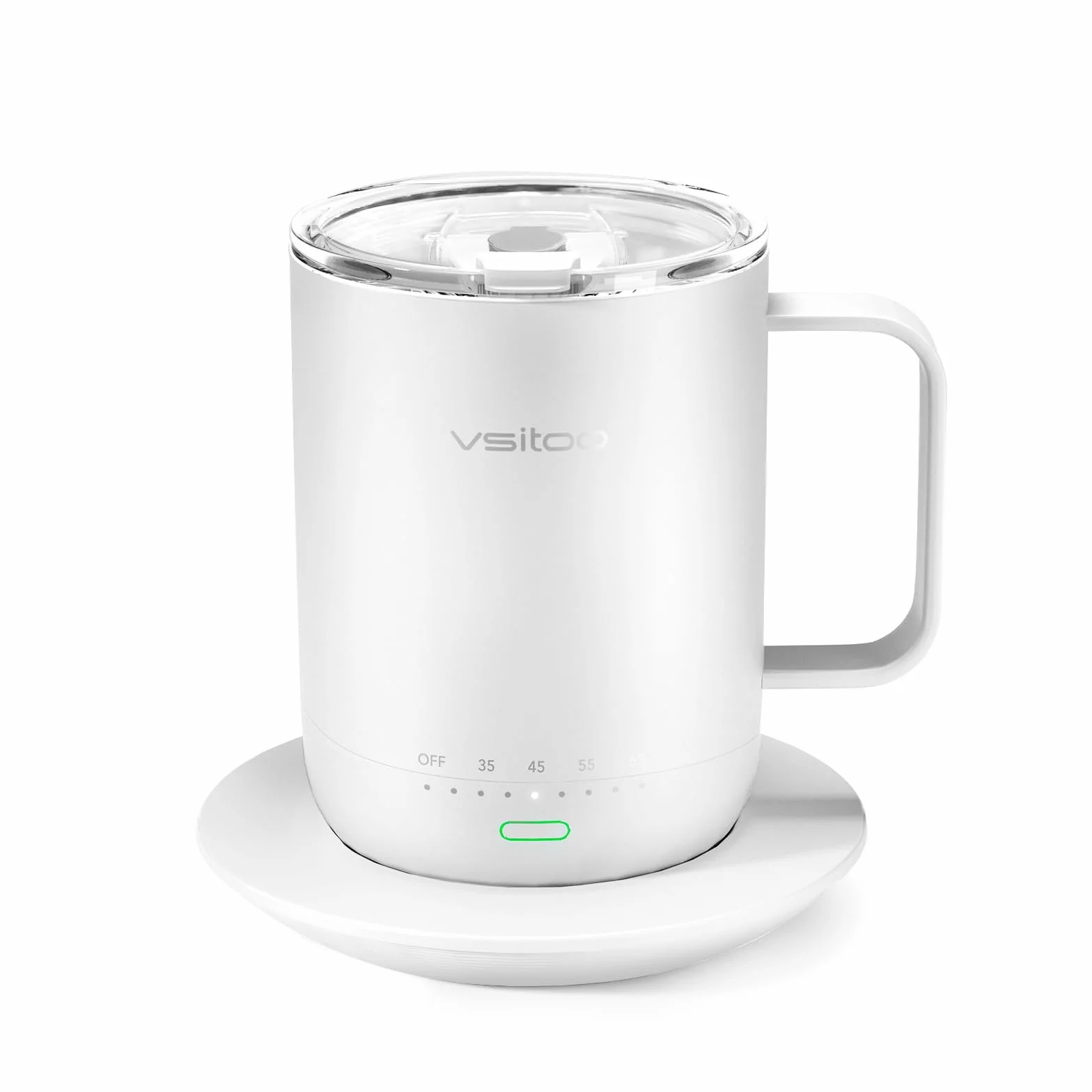 vsitoo S3pro Inteligentny kubek z regulacją temperatury 2 z pokrywką, samonagrzewający się kubek do kawy 400 ml, czas pracy baterii 90 min - aplikacja i ręcznie sterowany podgrzewany kubek do kawy -