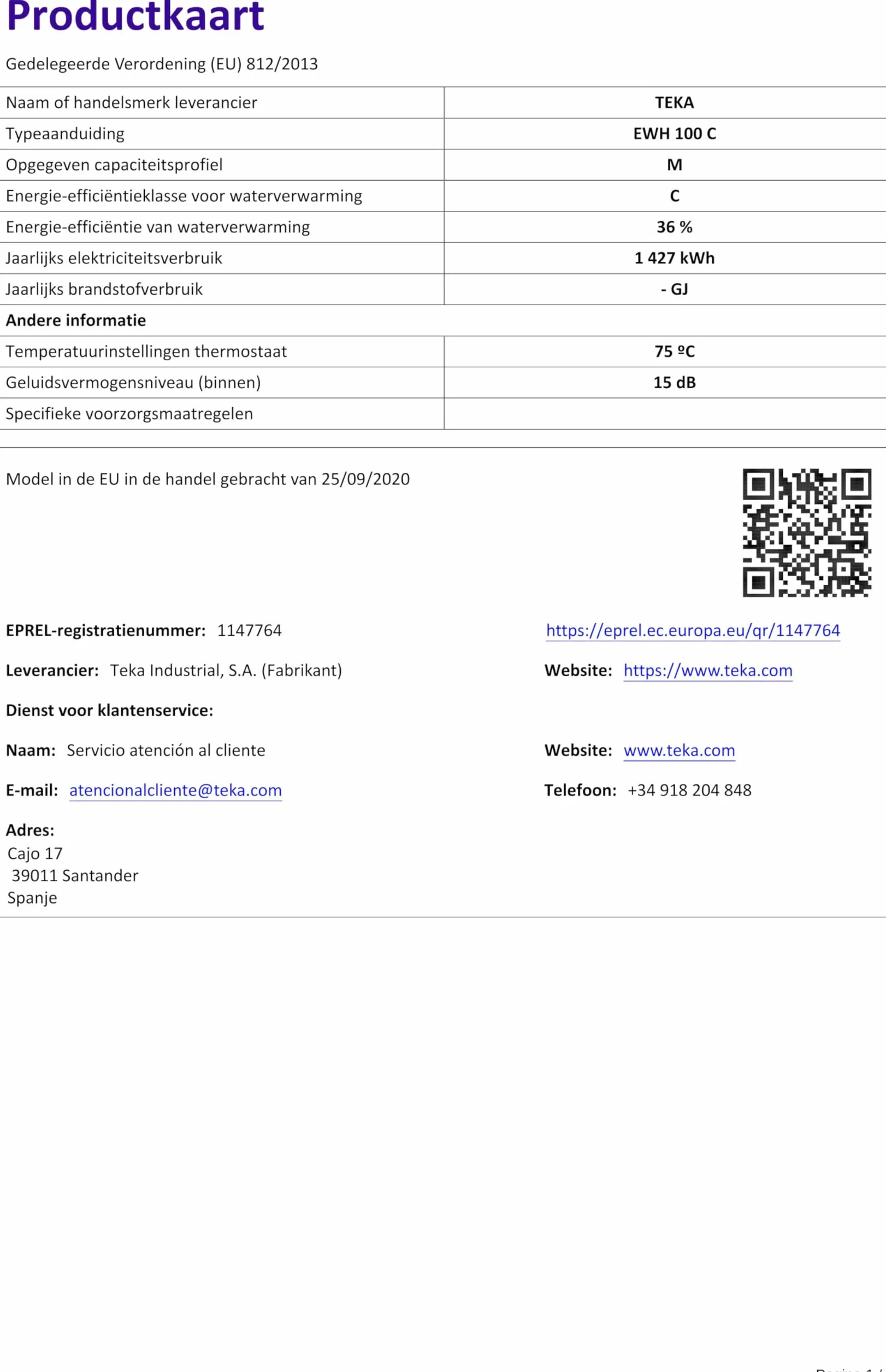 TEKA EWH100C grzejnik elektryczny