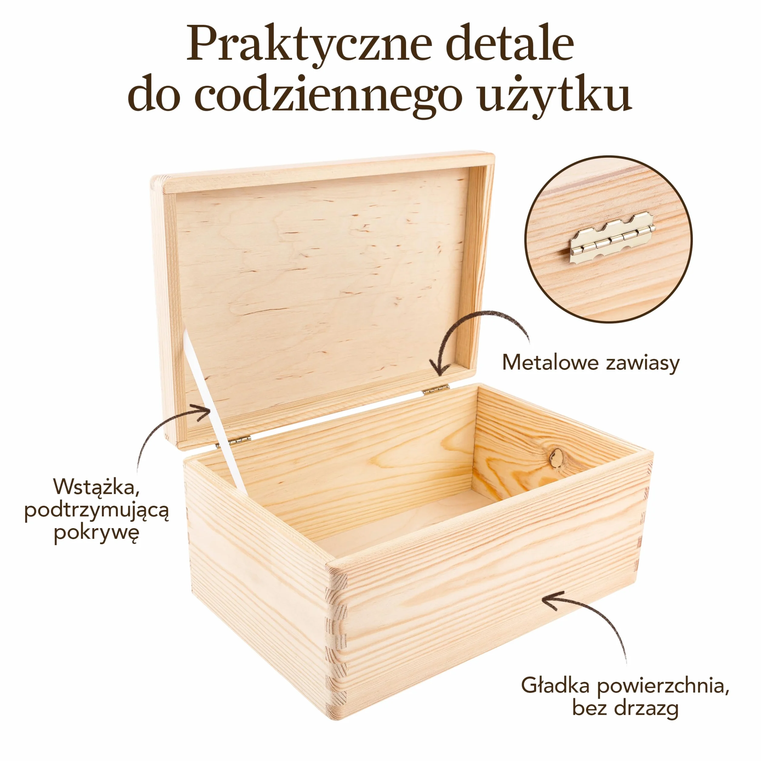 Creative Deco Duże Drewniane Pudełko z Pokrywą do Dekoracji | 30 x 20 x 13 cm (+/- 1cm) | Bez Uchwytów | Niemalowana Skrzynia z Drewna | Wielkanoc Dokumenty Zabawki Narzędzia | SUROWE i NIEOSZLIFOWANE