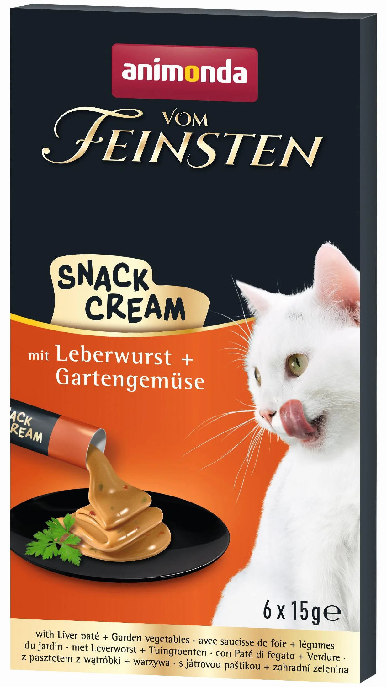 Animonda Vom Feinsten Adult Snack Cream Karma dla Kotów, Wątróbka/Warzywa, 7 x 15 g