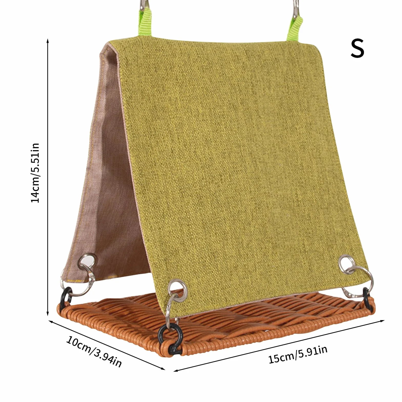 Rattan Swing Bird Hut Hammock 5.91x3.94x5.51 inches Cozy Nest Cage Accessory for Lovebirds Parakeets Cockatiels Budgies