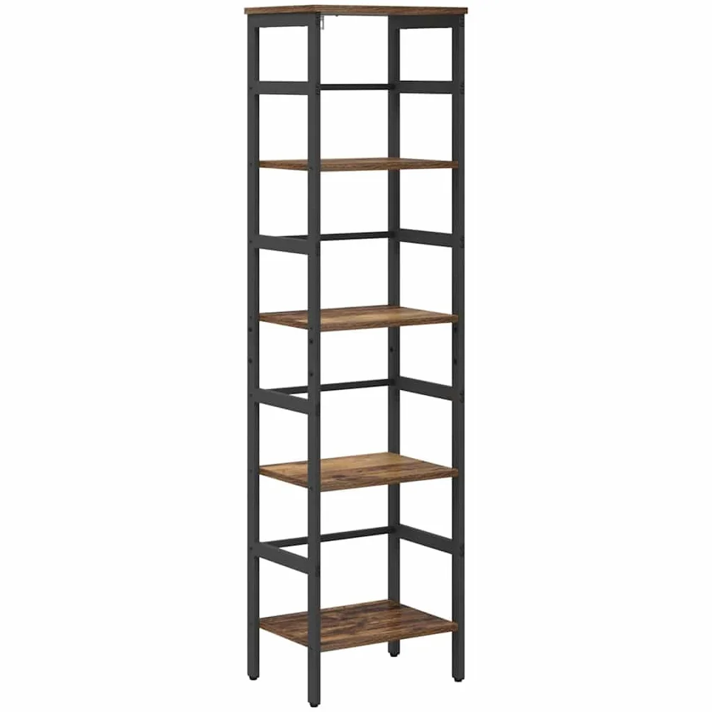 Regał na książki Old Wood, 40 x 29,5 x 149 cm, drewno wielowarstwowe | Wzornictwo przemysłowe, 4 półki, stalowa rama, regulowane nóżki, łatwa pielęgnacja