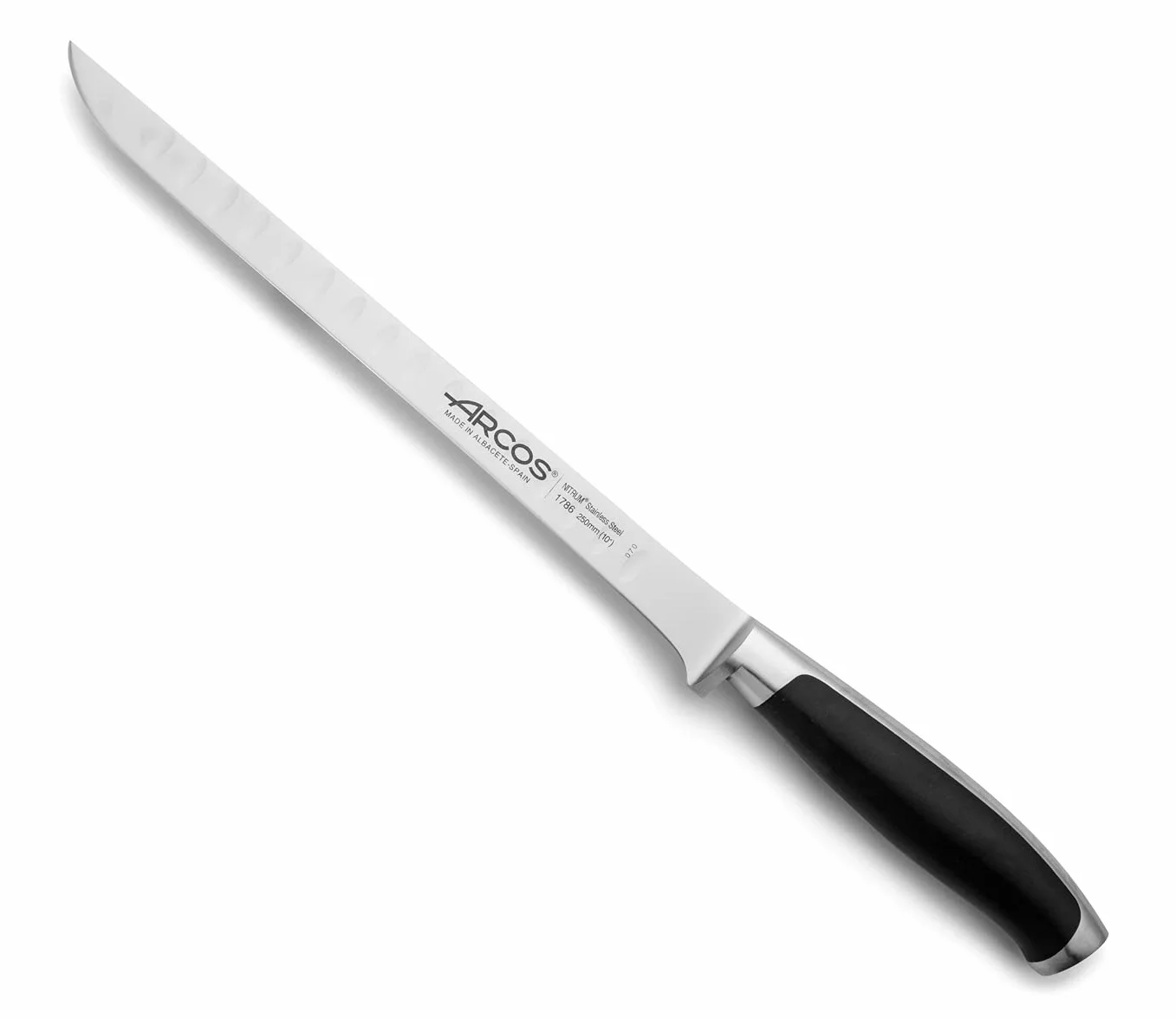 Arcos Seria Kyoto - Nóż do krojenia szynka - Ostrze Nitrum kuta stal nierdzewna 25 cm - uchwyt polioksymetylen (POM) kolor czarny