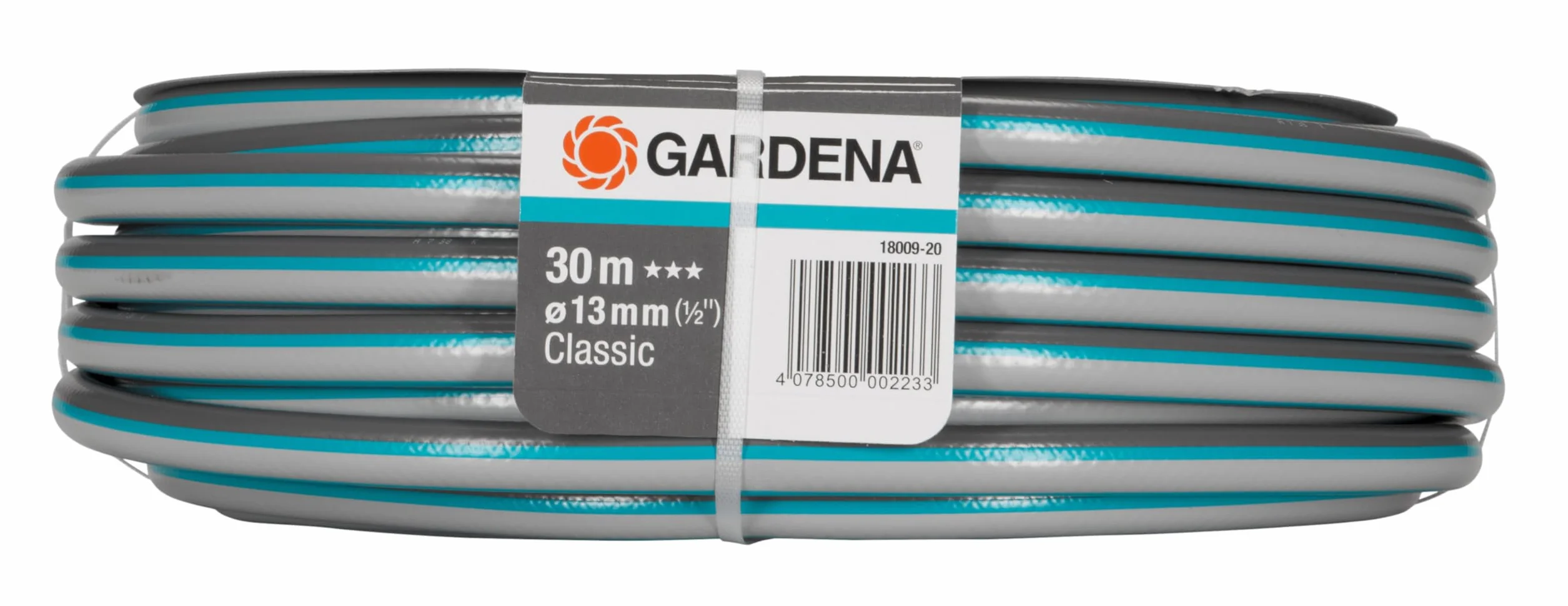 Gardena Classic wąż 13 mm (1/2"), 30 m: uniwersalny, wytrzymały wąż ogrodowy o splocie krzyżowym, ciśnienie rozrywające 22 bary, odporny na ciśnienie i promieniowanie UV (18009-20)