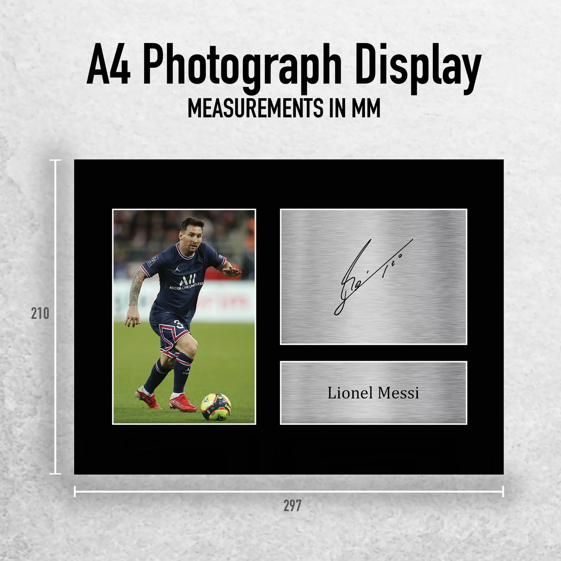HWC Trading Lionel Messi Paris Blue and Reds Prezenty Drukowane Podpisane Zdjęcie Z Autografem Dla Fanów Piłki Nożnej I Kibiców - A4