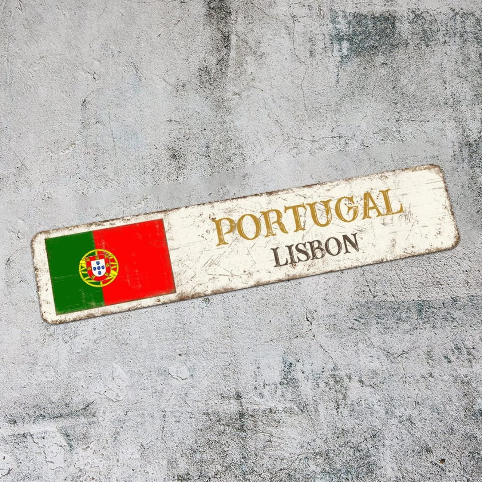 Portugalia retro metalowa tabliczka blaszana znak miasto Lizbona metalowe znaki wiszące nowość znaki dom wiejski dekoracja kraj pamiątka znak flaga narodowa jakość metalowy znak na ganek na zewnątrz 7,6 cm x 45,7 cm