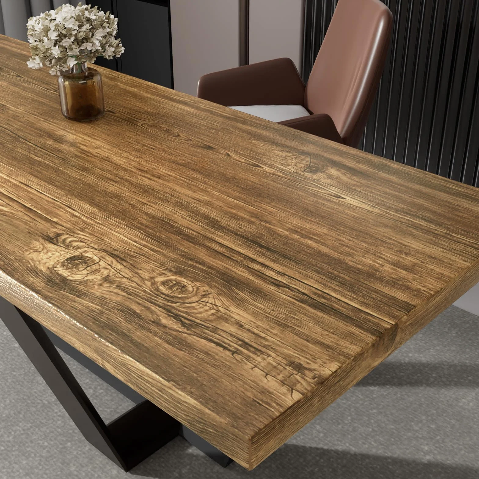 Yenhome Klej winylowy do mebli, efekt brązowego drewna, 60 x 1000 cm, winylowy blat, kuchnia, żaroodporny, samoprzylepny papier do mebli łazienkowych, tapeta, ciemne drewno, na stół, biuro, księgarnię