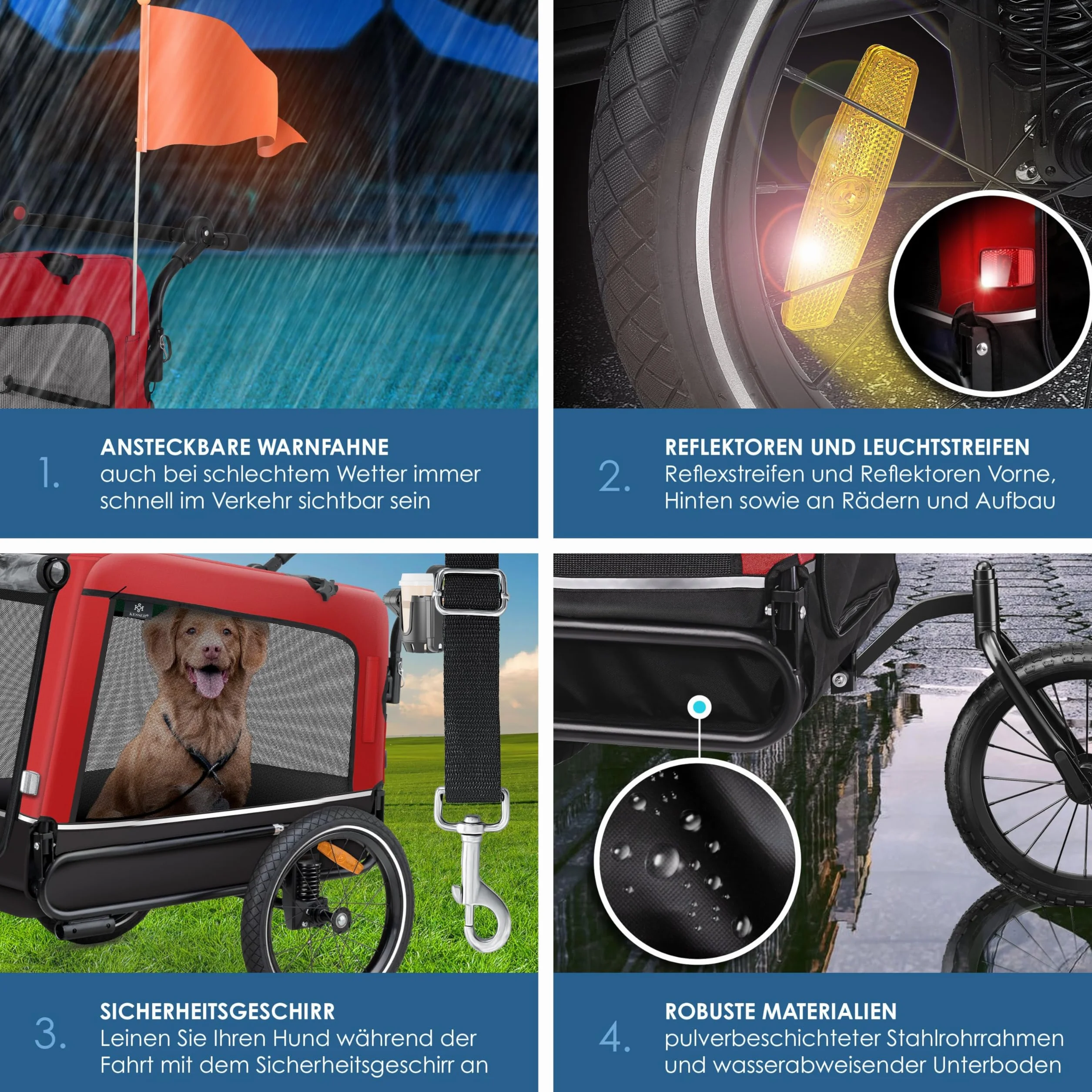 KESSER® Przyczepa dla psa 3 w 1 pies bug & jogger przyczepka rowerowa duża pojemność ok. 240 litrów, sprężyna, materiał: płótno 600D, SmartSpace Concept, maksymalne obciążenie: 40 kg