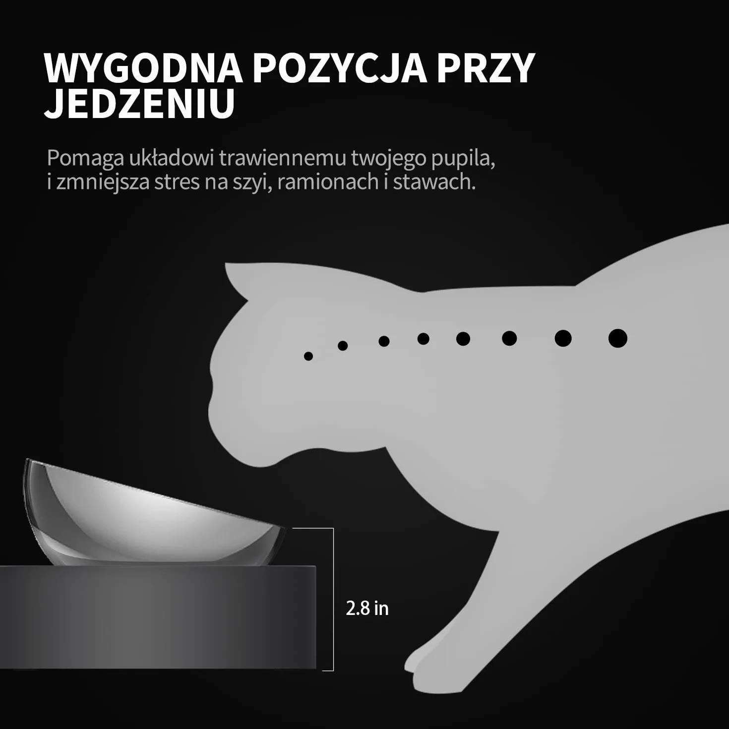 PETKIT CYBERTAIL Miska dla Psa i Kota ze Stali Nierdzewnej, Antypoślizgowa, Przechylna