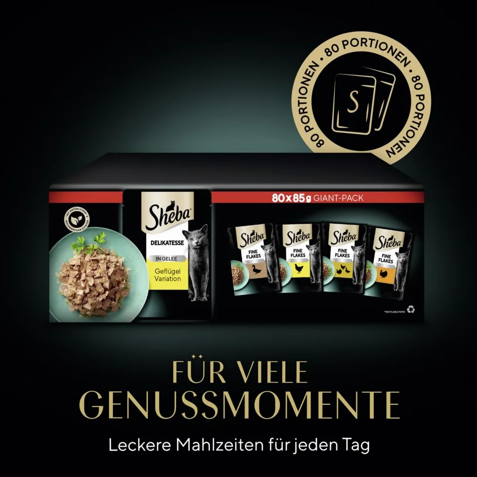 Sheba Delicacy Poultry Flavours Mokra karma dla kotów w galarecie, 80 × 85 g