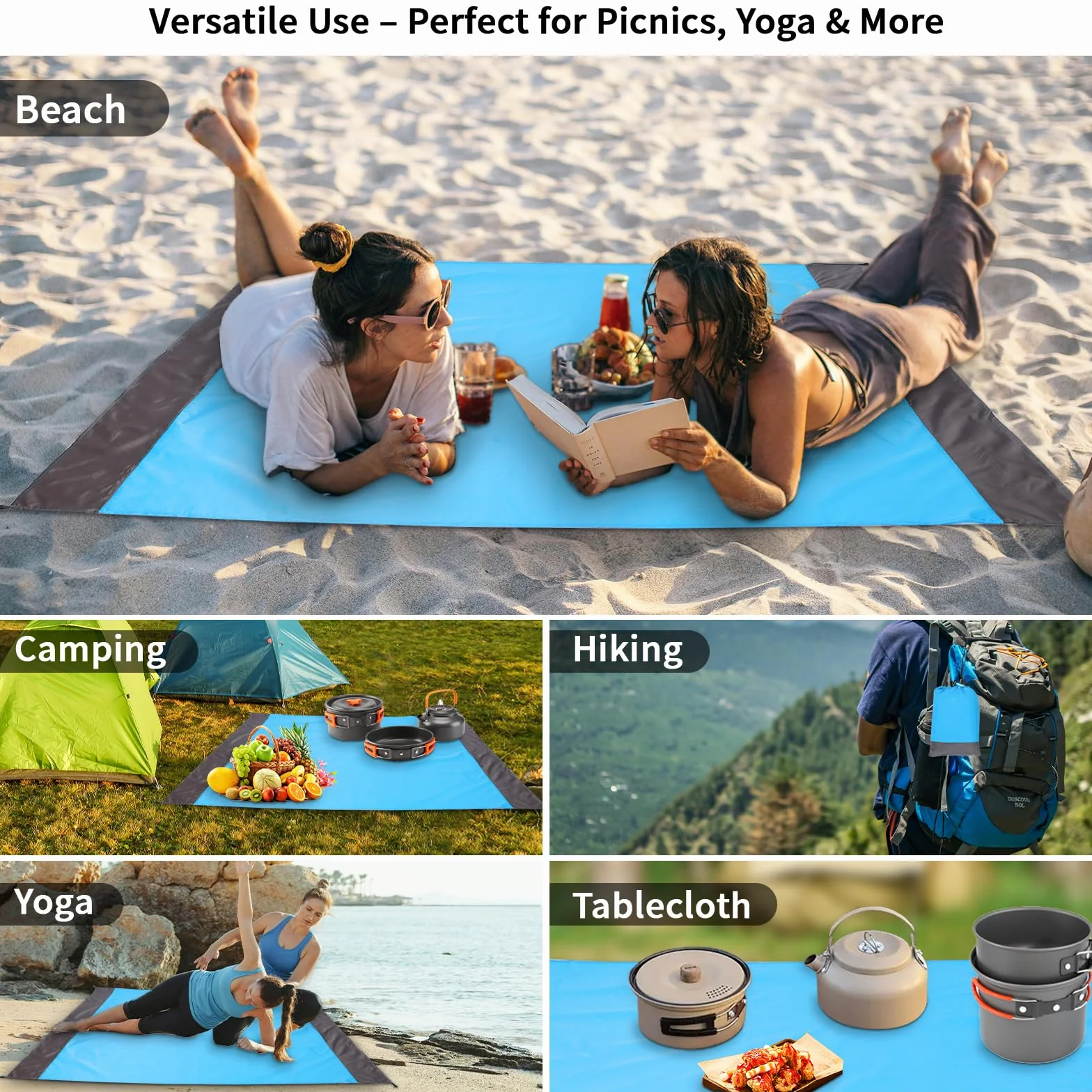 Koc wodoodporny – Koc plażowy – Koc piknikowy zewnętrzny, wysokiej jakości poliester, wodoodporny i piaskowodporny, lekki i kompaktowy, idealny do plaży, parku, podróży i kempingu(140 * 200cm)