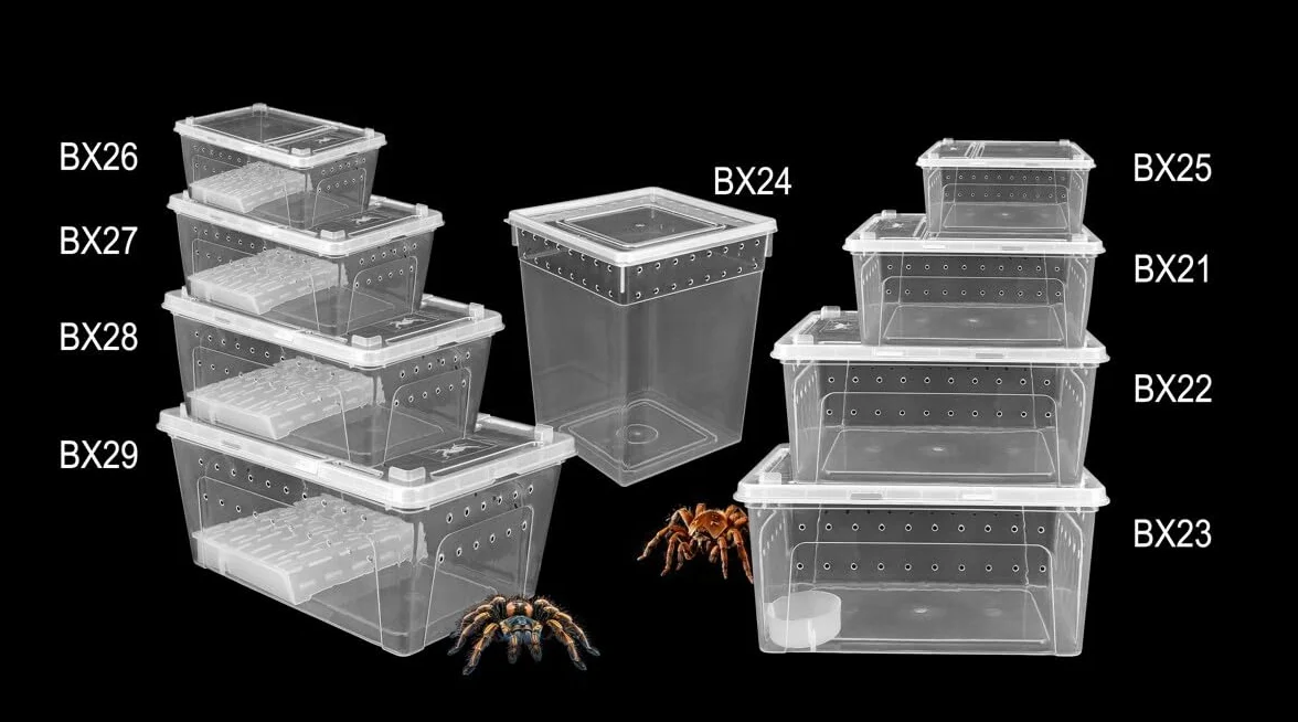 Happet Breeding Box 19×12.5×7.5 cm – pojemnik hodowlany przezroczysty z wentylacją i pokrywą dwustronną | plastikowy transporter i mini terrarium dla gadów, płazów, owadów i pajęczaków