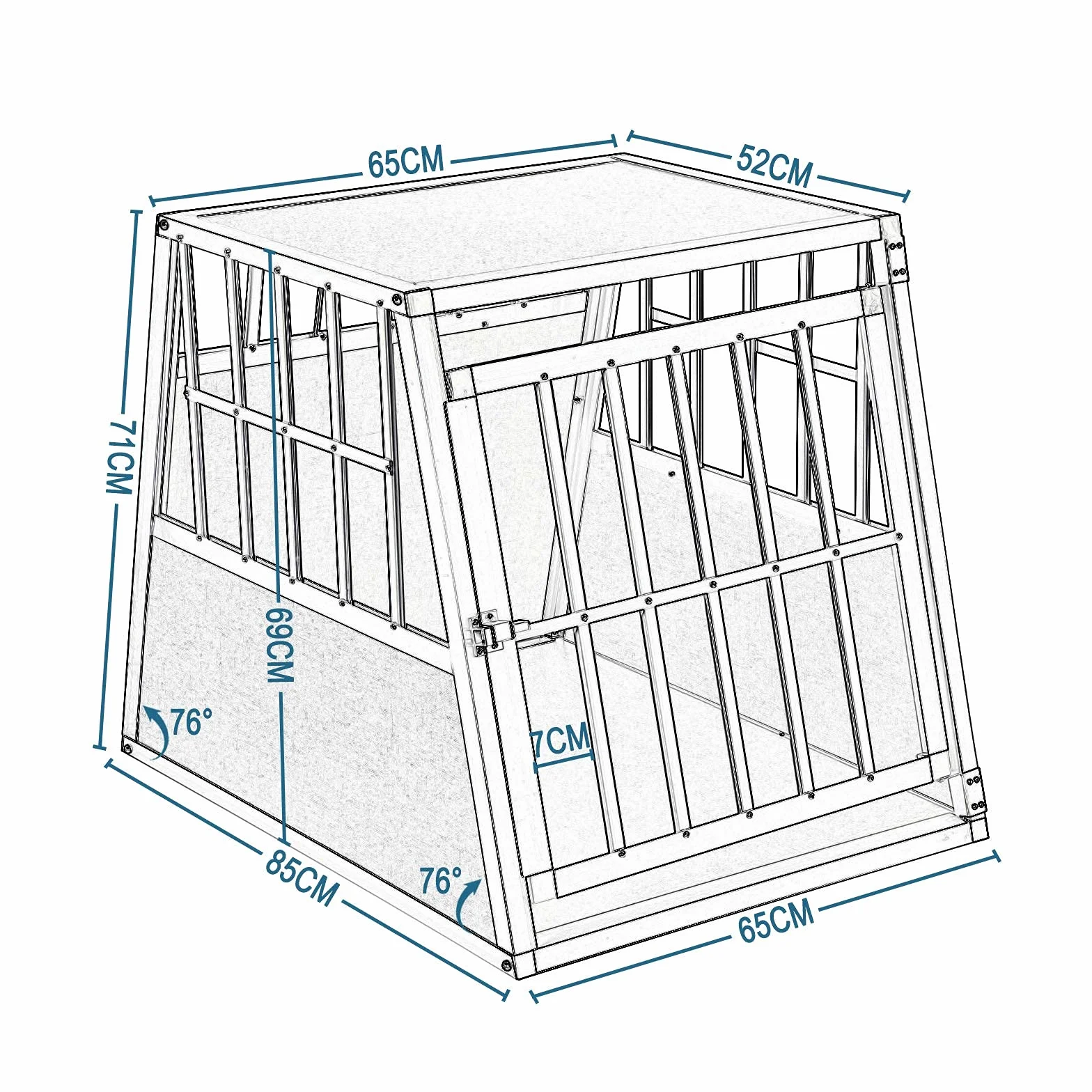 EUGAD Aluminiowy transporter dla psów, kotów, 65 x 85 x 71 cm, do transportu zwierząt domowych, torba transportowa dla dużych/średnich/małych psów