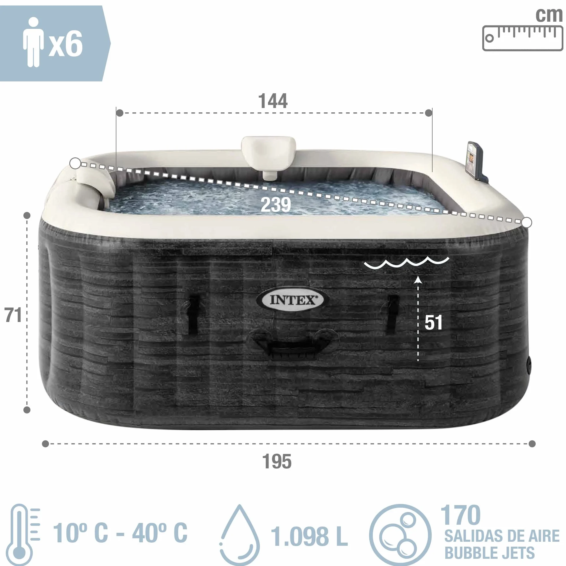 Intex Pure Spa Bubble łupka 6-osobowa 28452EX Szara łupka