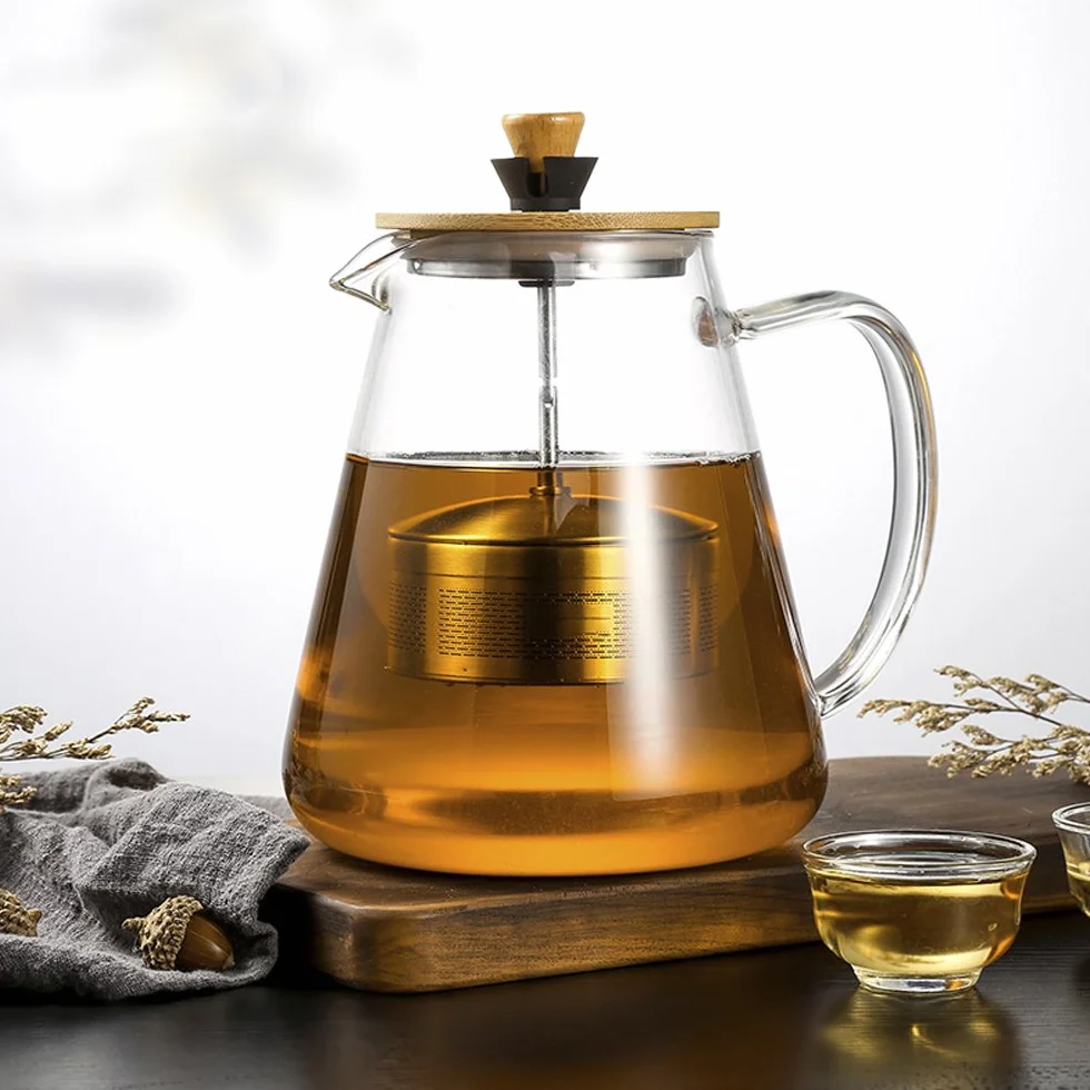 dzbanek do herbaty ze szkła 700 ml z odpinanym, podnoszonym sitkiem, idealny do zaparzania herbaty