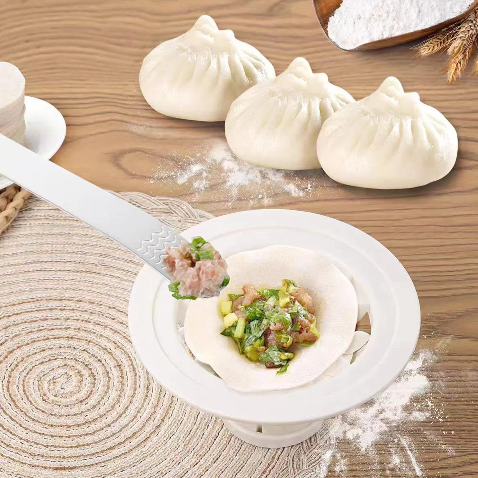 Baozi maszynka do robienia pierogów, krajalnica do skórki makaronu, ręczna prasa do ciasta, narzędzie kuchenne klasy spożywczej, zestaw foremek o wielu kształtach, solidna, łatwa do czyszczenia