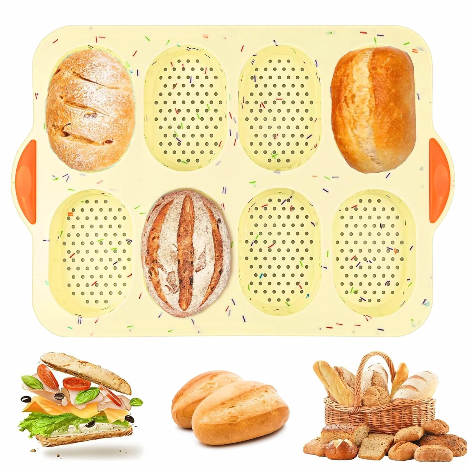 Nieprzywierająca Forma do Bagietek, 8 Pustych Przestrzeni, Forma do Pieczenia Bułek, do Pieczenia Francuskiego Breadsticka, Bułek, Chleba
