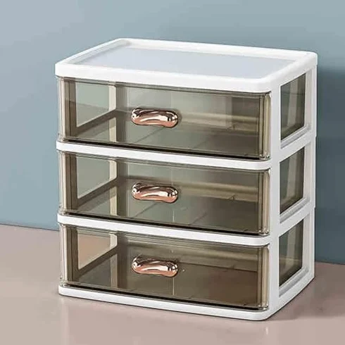 Urocza półka na biurko z szufladami, stojak do przechowywania materiałów PP (biały 34,5 x 24,5 cm/13,6 x 9,6 cala) - idealny do domowego biura i nauki