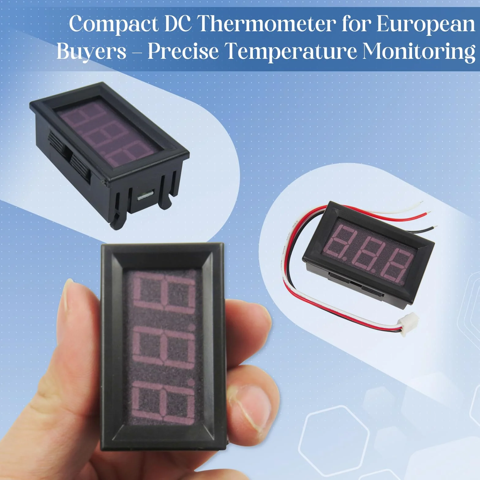 Cyfrowy Termometr z Sondą Miernik Temperatury Wody 12V Elektroniczny Termometr do Lodówki Akwariowej(Niebieski)