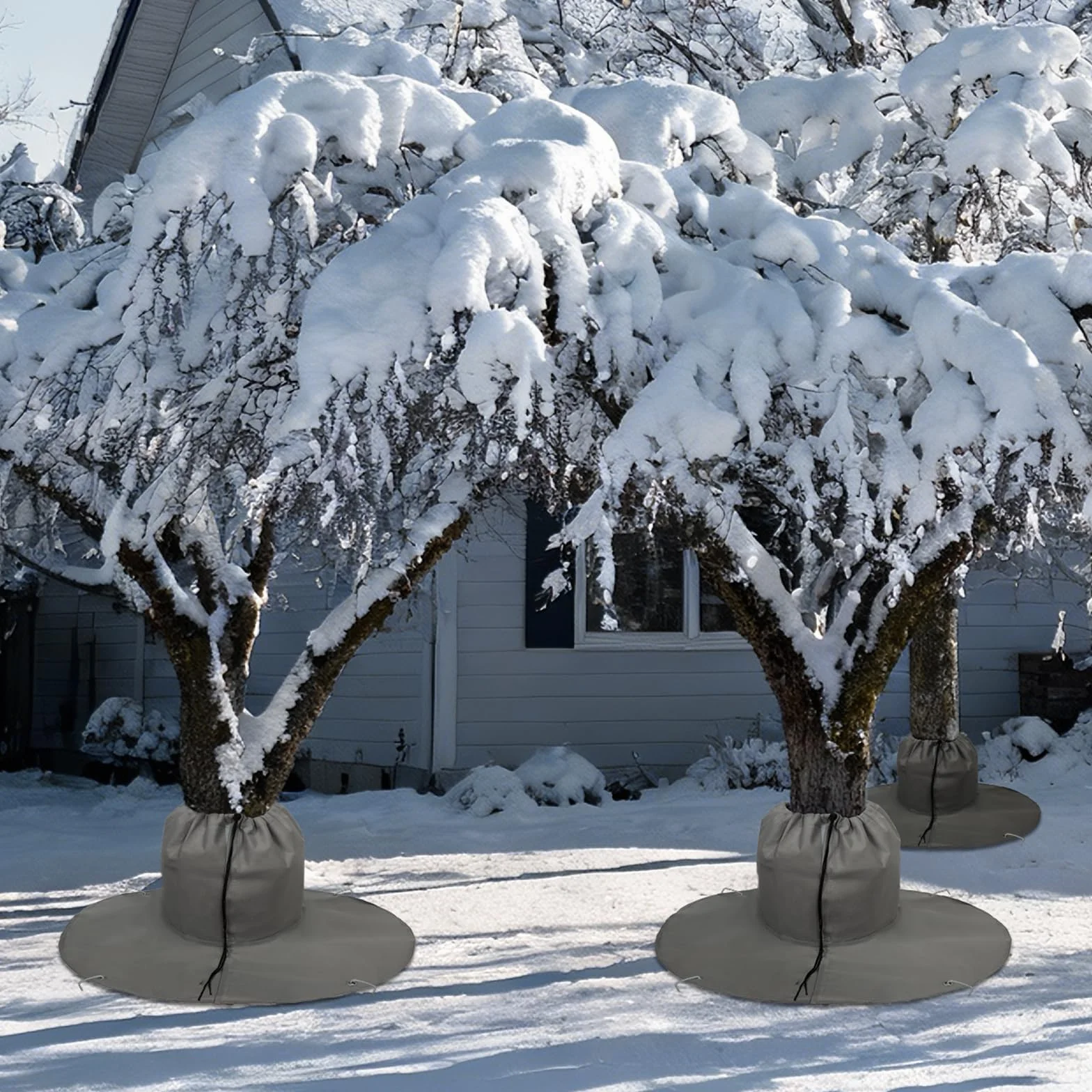 Gucass 2 sztuki, ochrona przed zimnem dla palm, ochrona przed zimnem dla roślin i drzew o średnicy do 35 cm, podwójna izolacja, Ø 100 cm, 100 g/m² (szare)
