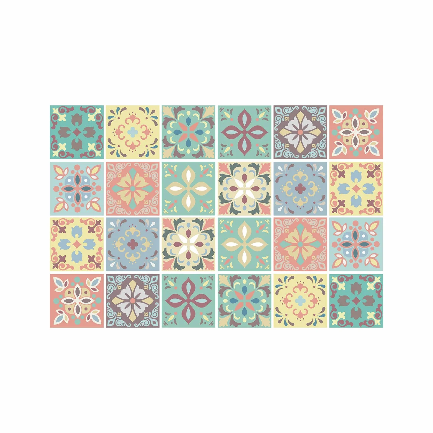 Marbella zestaw kolorowych hiszpańskich naklejek na płytki ścienne, 15 x 15 cm, 24 szt., sztuka DIY, dekoracja domu, naklejki, dekoracja kuchni, pomysły na łazienkę