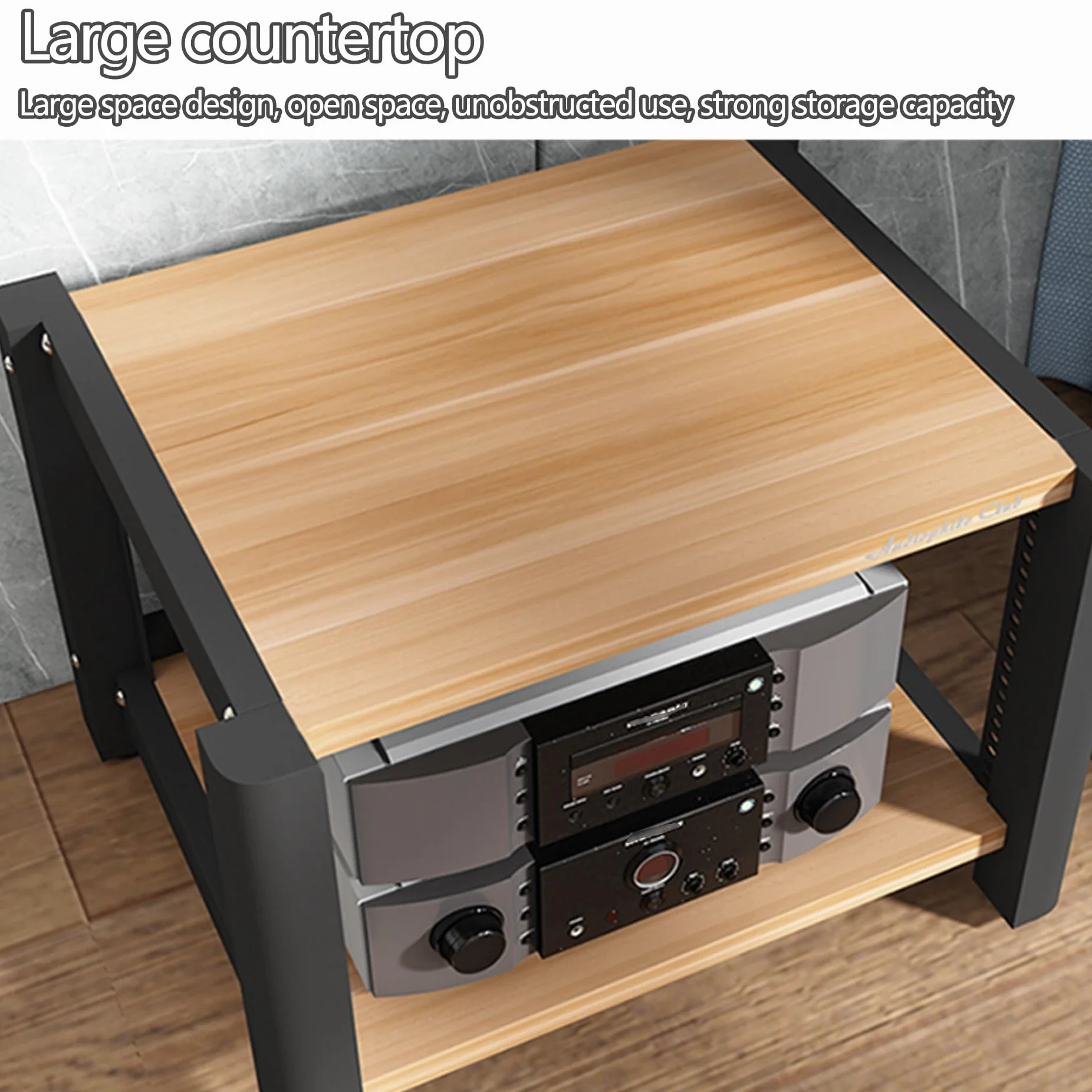 Stojak audio HiFi 2/3/4/5-poziomowa szafka do przechowywania gramofonów, płyt winylowych i odtwarzaczy Blu-ray, konsola multimedialna do przetwornika cyfrowo-analogowego i wzmacniaczy (czarna, 60 x 50