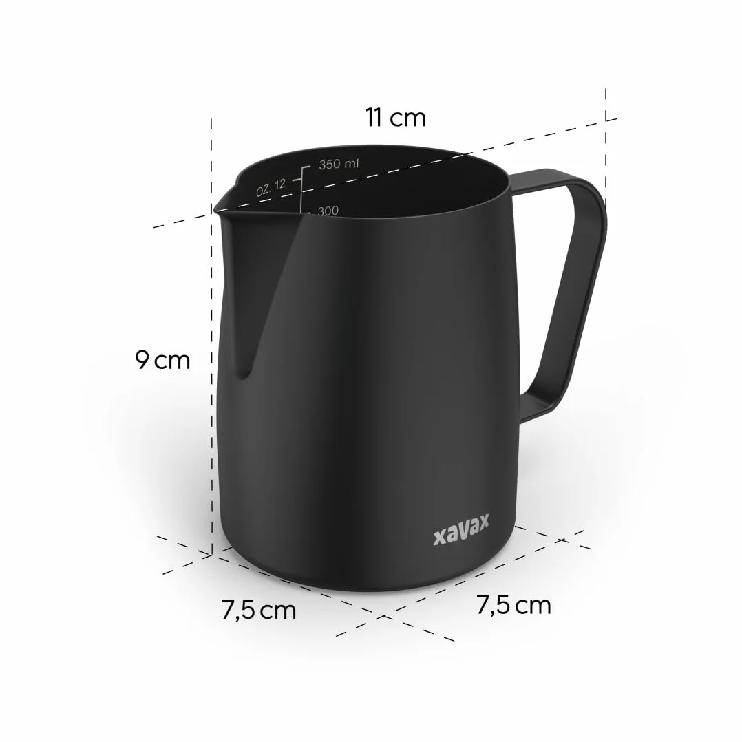 Xavax dzbanek do mleka 350 ml (do spieniania, ze stali nierdzewnej, do zmywarki, naczynie, do kawy) czarny