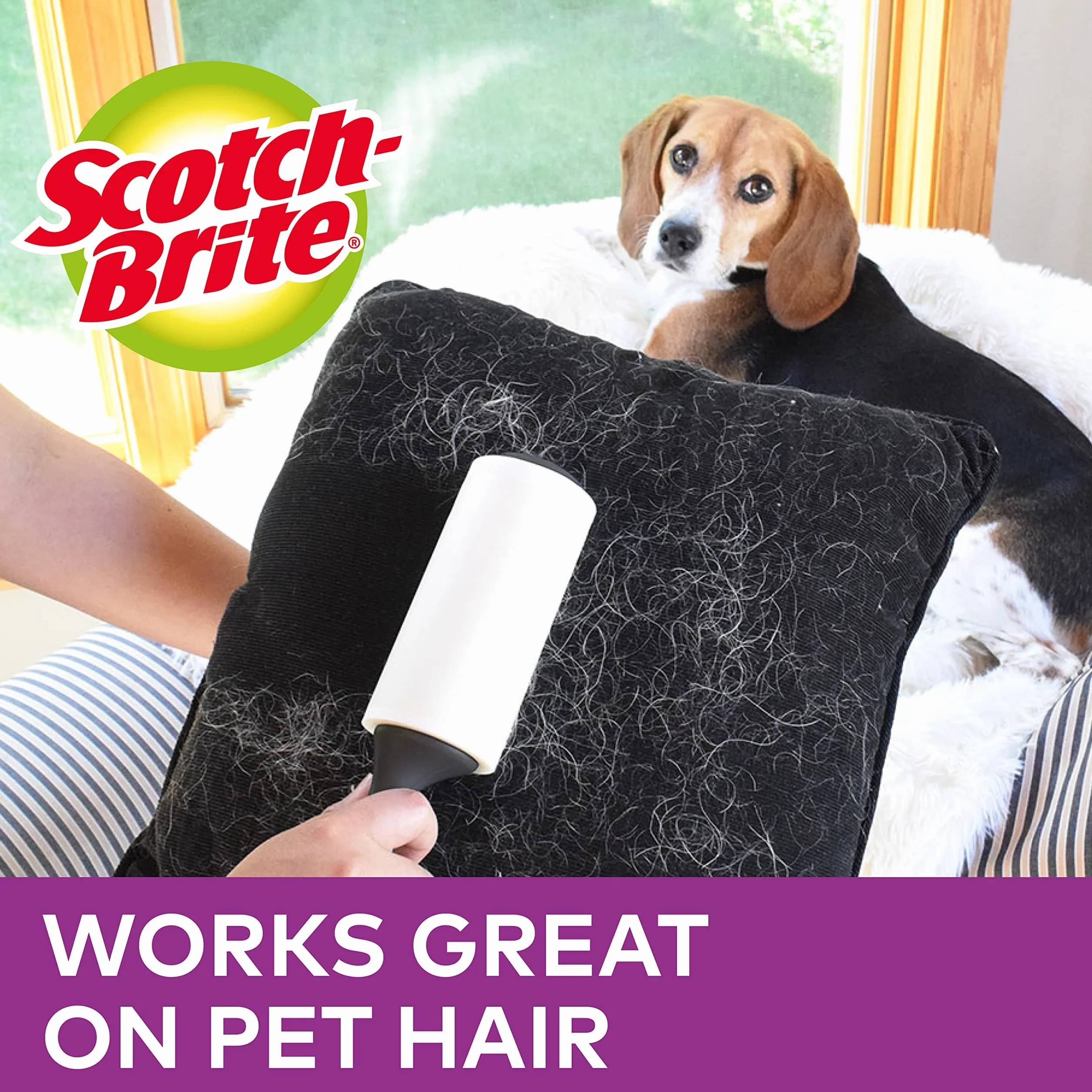 Scotch Brite Pet Extra Sticky 7100241459 Wałek do Sierści, Biały/Czarny, 5 x 48 arkuszy