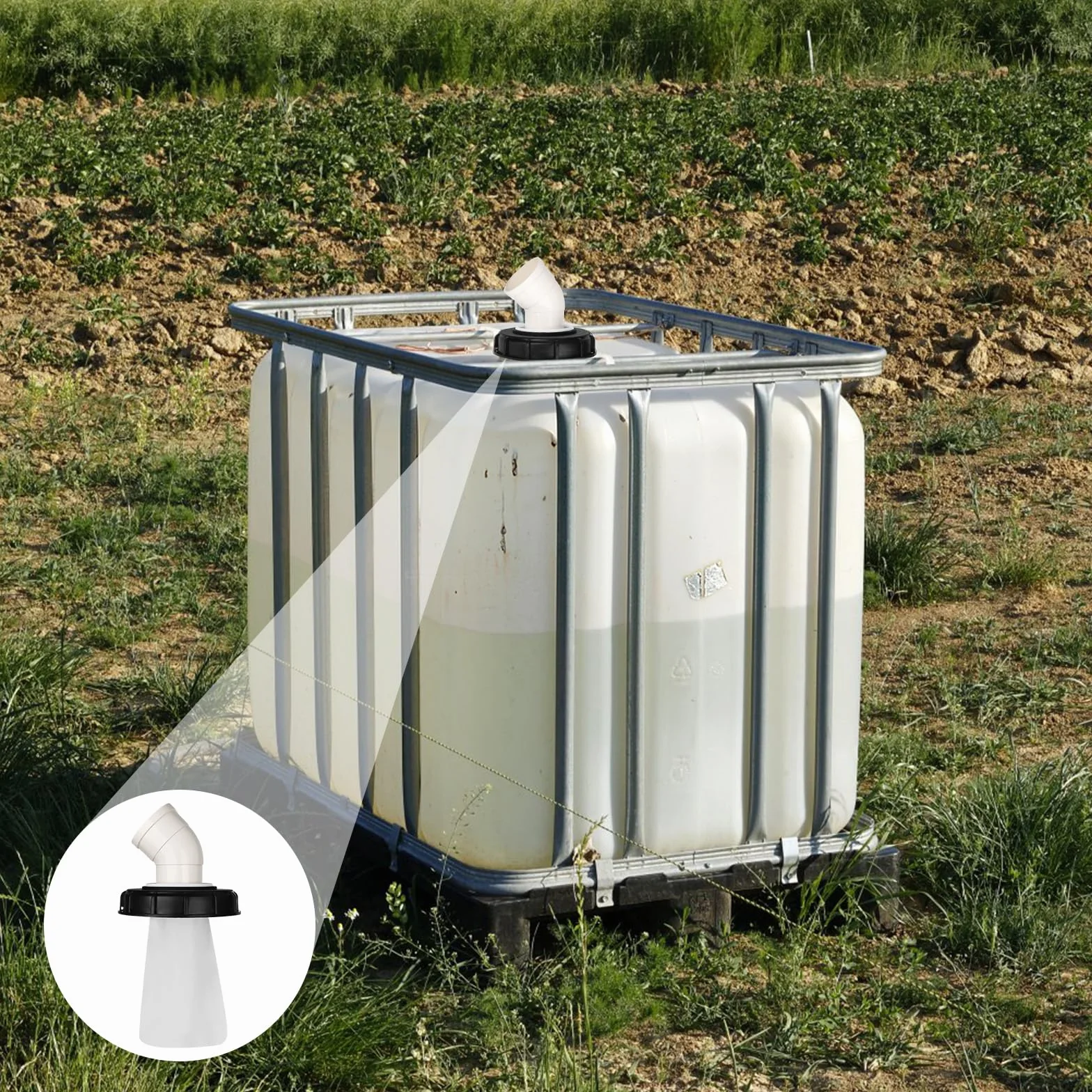 Filtr pokrywy IBC, filtr pokrywy 45°IBC, 163 mm, nylonowy filtr do wody deszczowej, zmywalny z pokrywką, pokrywka filtra IBC z łukiem, akcesoria zbiornika IBC do zbiornika na wodę deszczową