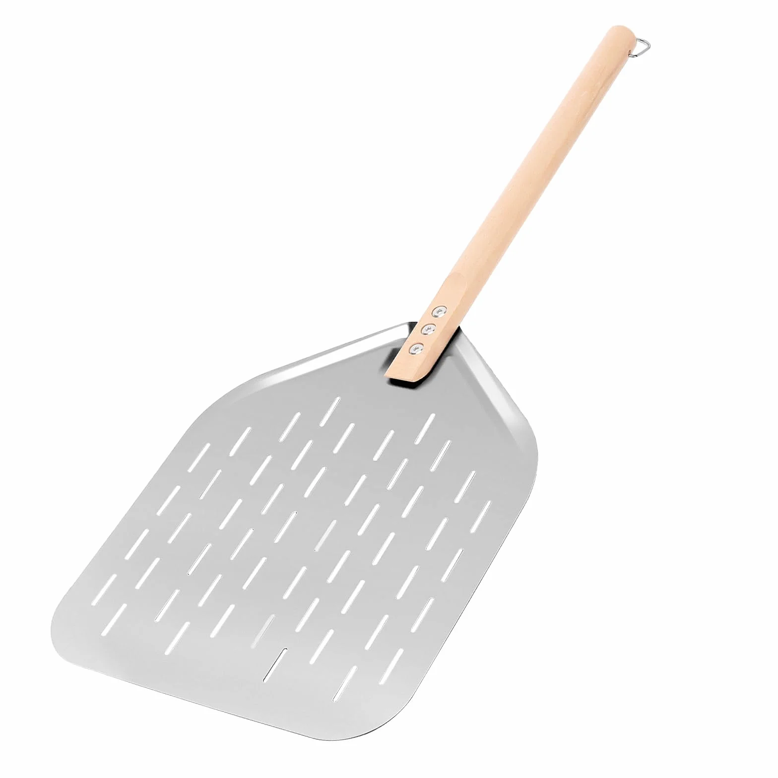 Łopatka do pizzy ze stali nierdzewnej, perforowana, 40 x 30 cm – profesjonalna łopatka do pizzy 12 cali ze zdejmowanym uchwytem do pieca do pizzy, grilla i pieczenia