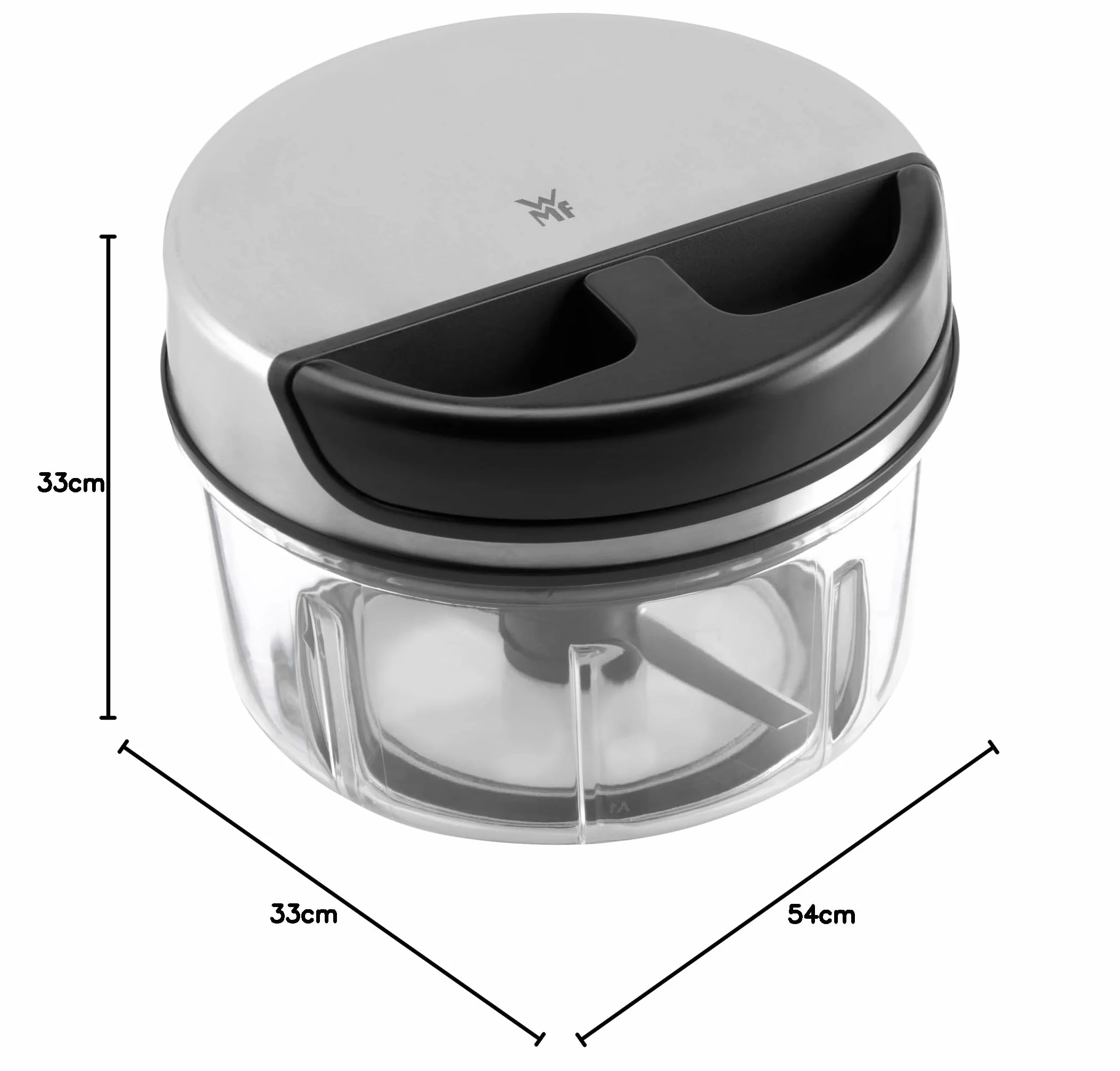 WMF Ręczna krajarka do warzyw z linką, 650 ml, pojemnik do miksowania z tworzywa sztucznego, wielofunkcyjna szatkownica idealna do warzyw, cebuli, czosnku, orzechów, ziół lub owoców