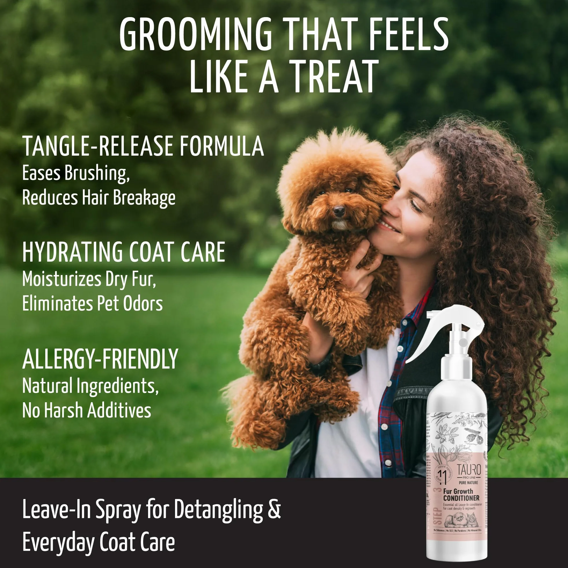 Pure Nature Promoting Leave-in naturalna odżywka w sprayu z olejkami eterycznymi do codziennej pielęgnacji skóry i sierści zwierząt domowych, stymuluje wzrost włosów