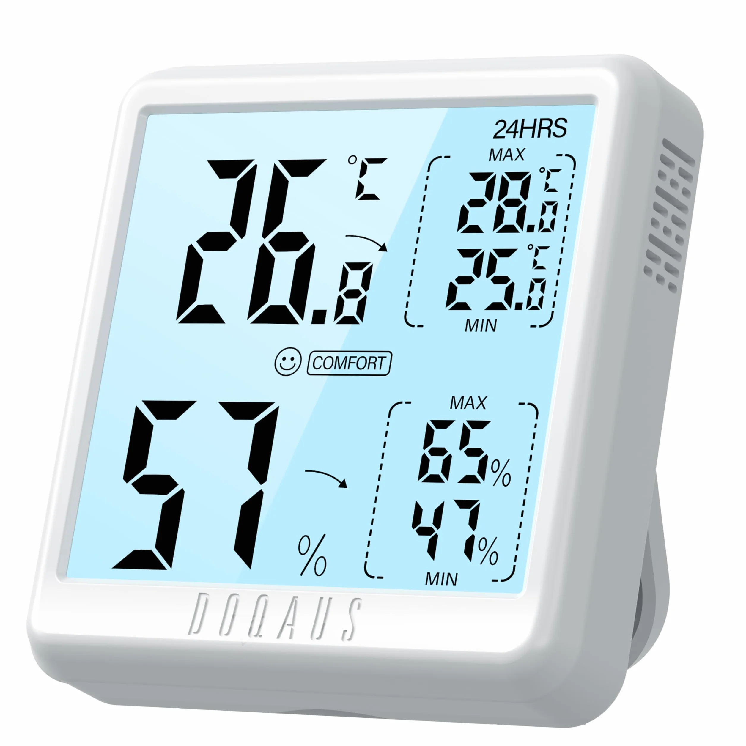DOQAUS Cyfrowy Termometr Wewnętrzny Higrometr Profesjonalny Termo-higrometr środowiskowy z Dużym Ekranem LCD, 5s Szybka Reakcja na Pomiar Temperatury i Wilgotności dla Domu i Biura